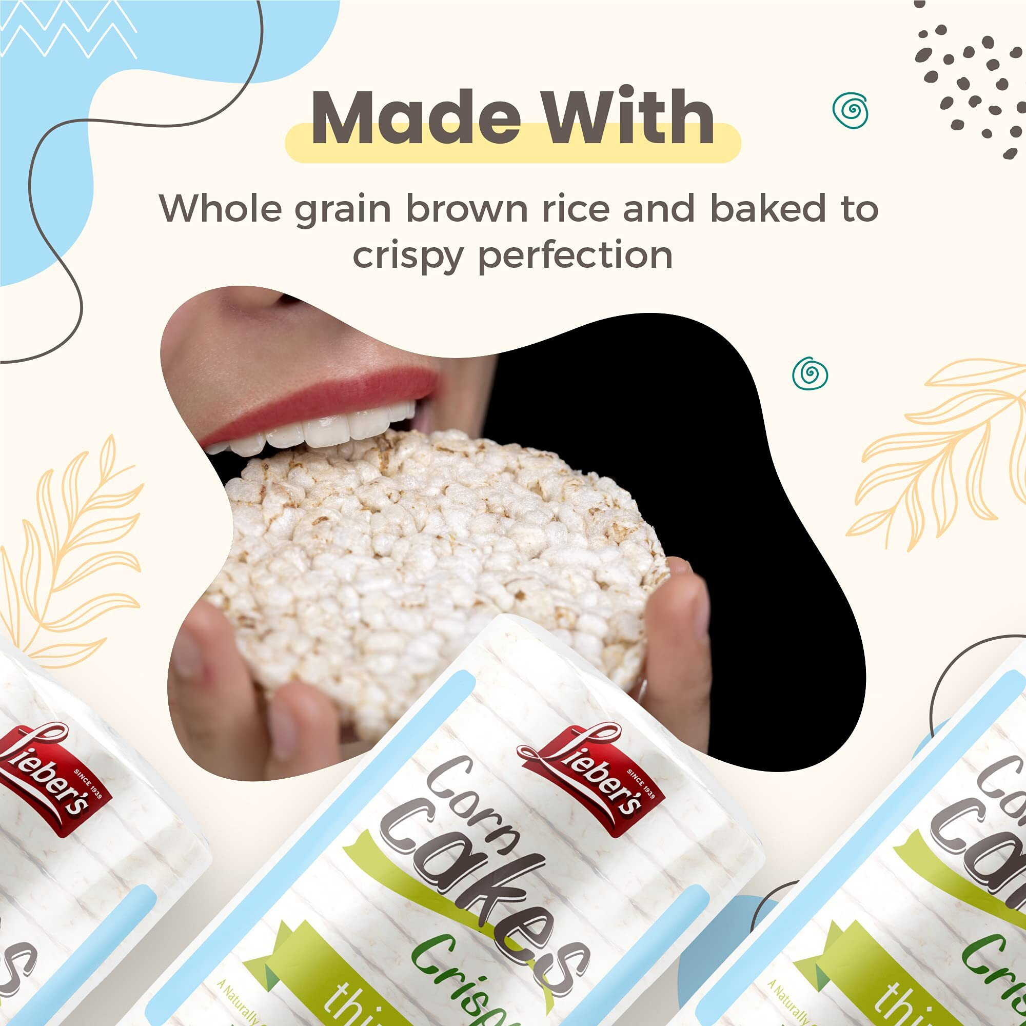 Liebers Rice Cakes, Kosher Certified Snack, Dairy Free, Wheat Free, Gluten Free, And Vegan Options (Pack Of 3)