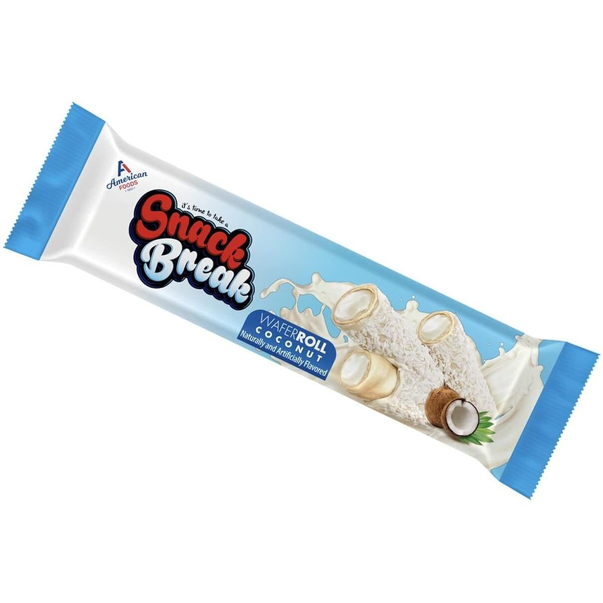 Snack Break Coconut Rolled Wafers - 24 Individually Wrapped Coconut Wafer Rolls (Pack Of 12) With Creamy Coconut Filling - Snacks For Kids & Adults