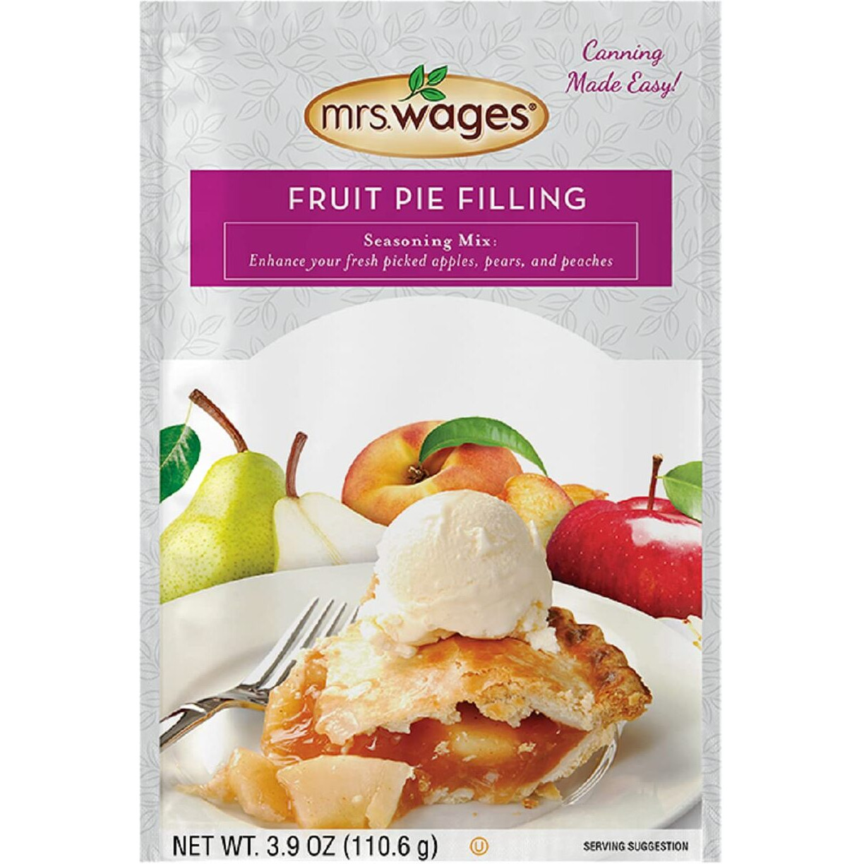Mrs. Wages Fruit Pie Filling Seasoning Mix | Easy-To-Use Pie Filling | Flavorful Seasoning Mix | Enhance Any Fruit | Fresh Tasting Pie Filling | Variety Of Uses | 3.9 Oz Packet (Value Pack Of 12)