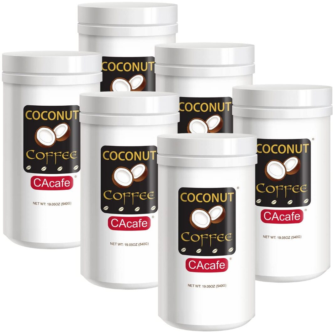 Cacafe Coconut Coffee, Coconut Infused Colombian Coffee, Creamy Drink Mix, Make Iced Or Hot, Packed With Antioxidants, Natural Energy, And Stress Relief | 6 Pack, Coconut Coffee