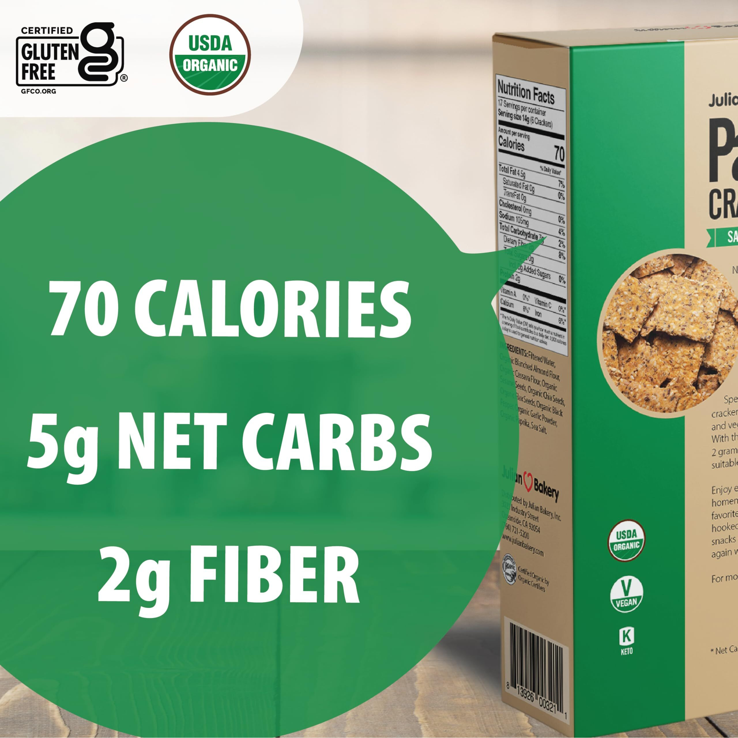 Julian Bakery Paleo Thin Crackers | Salt & Pepper | Usda Organic | Gluten-Free | Grain-Free | Gmo Free | Low Carb | 6 Pack