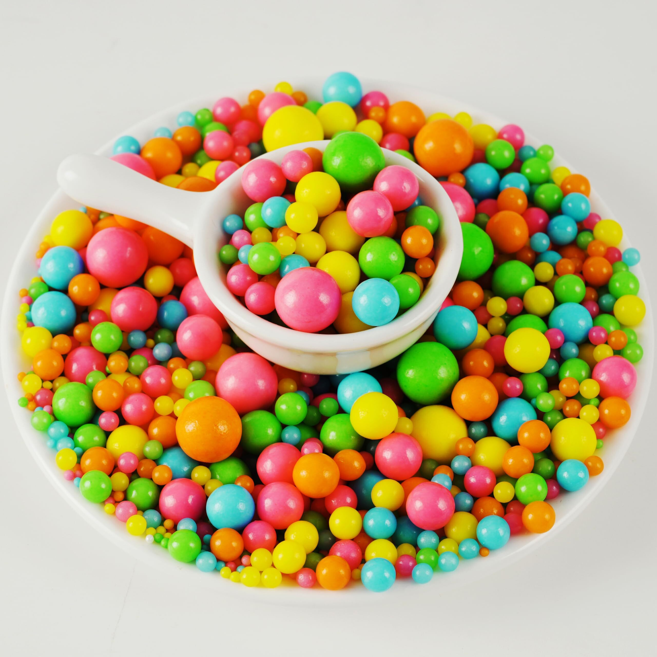 Kasvan Rainbow Pearl Sugar Sprinkles - Edible Candy Pearls 130G/4.58 Oz, Mix Size Cake Candy, Decorate Cakes, Cookies, Ice Cream (Rainbow)