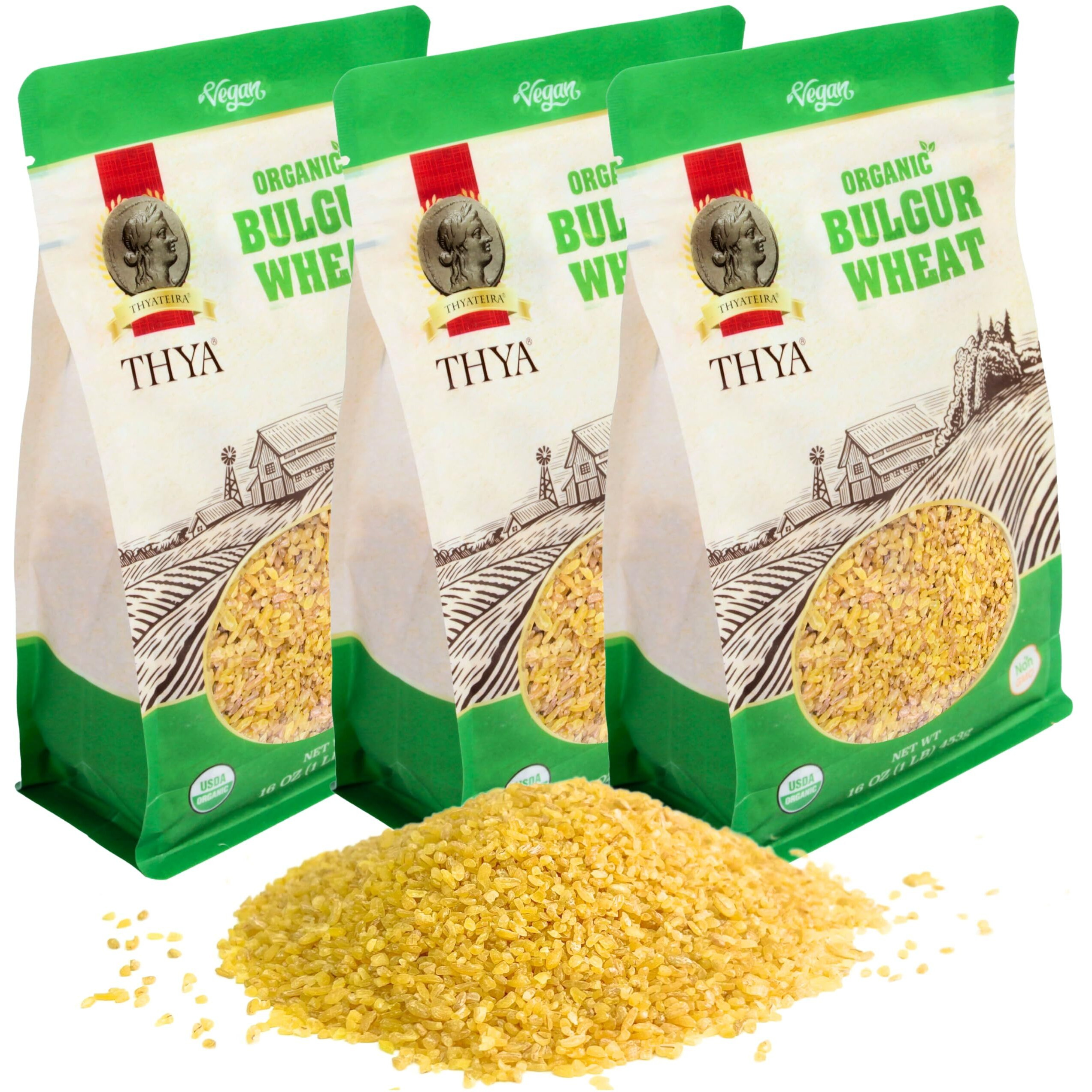 Thya Organic Bulgur Wheat, 3 Lb (3 X 1 Lb Packs)