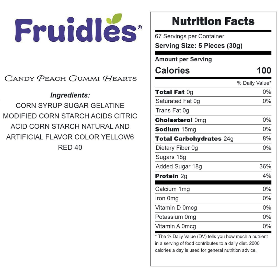 Valentine's Candy Peach Gummi Hearts Candy, Valentine's Day Gummy, Delicious Fruit Flavors Gummies, Party Favor (Half-Pound)