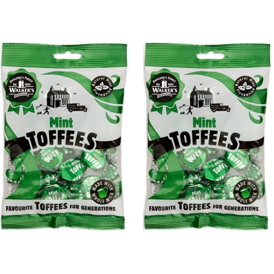 Walkers' Nonsuch Mint Toffee | Made With Whole Milk | Natural Mint Flavor | Imported From Uk | Traditional British Candy | Classic English Sweets | 5.29 Oz (Pack Of 2)