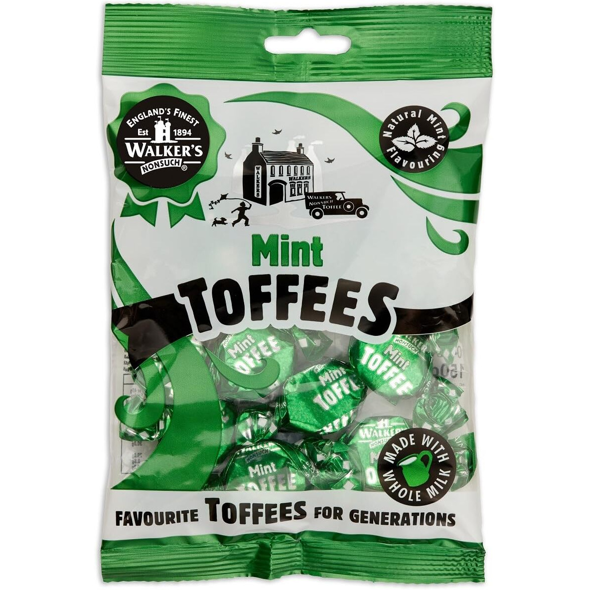 Walkers' Nonsuch Mint Toffee | Made With Whole Milk | Natural Mint Flavor | Imported From Uk | Traditional British Candy | Classic English Sweets | 5.29 Oz (Pack Of 2)