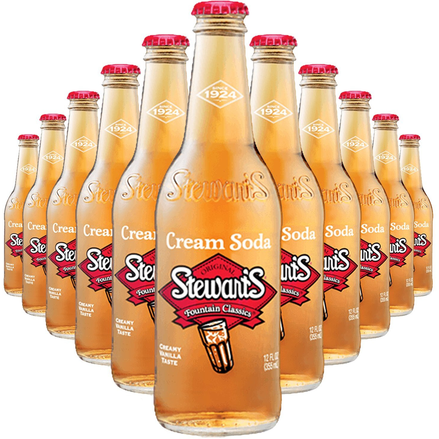 Stewart's Cream Soda, 12 Fl Oz (24 Glass Bottles)