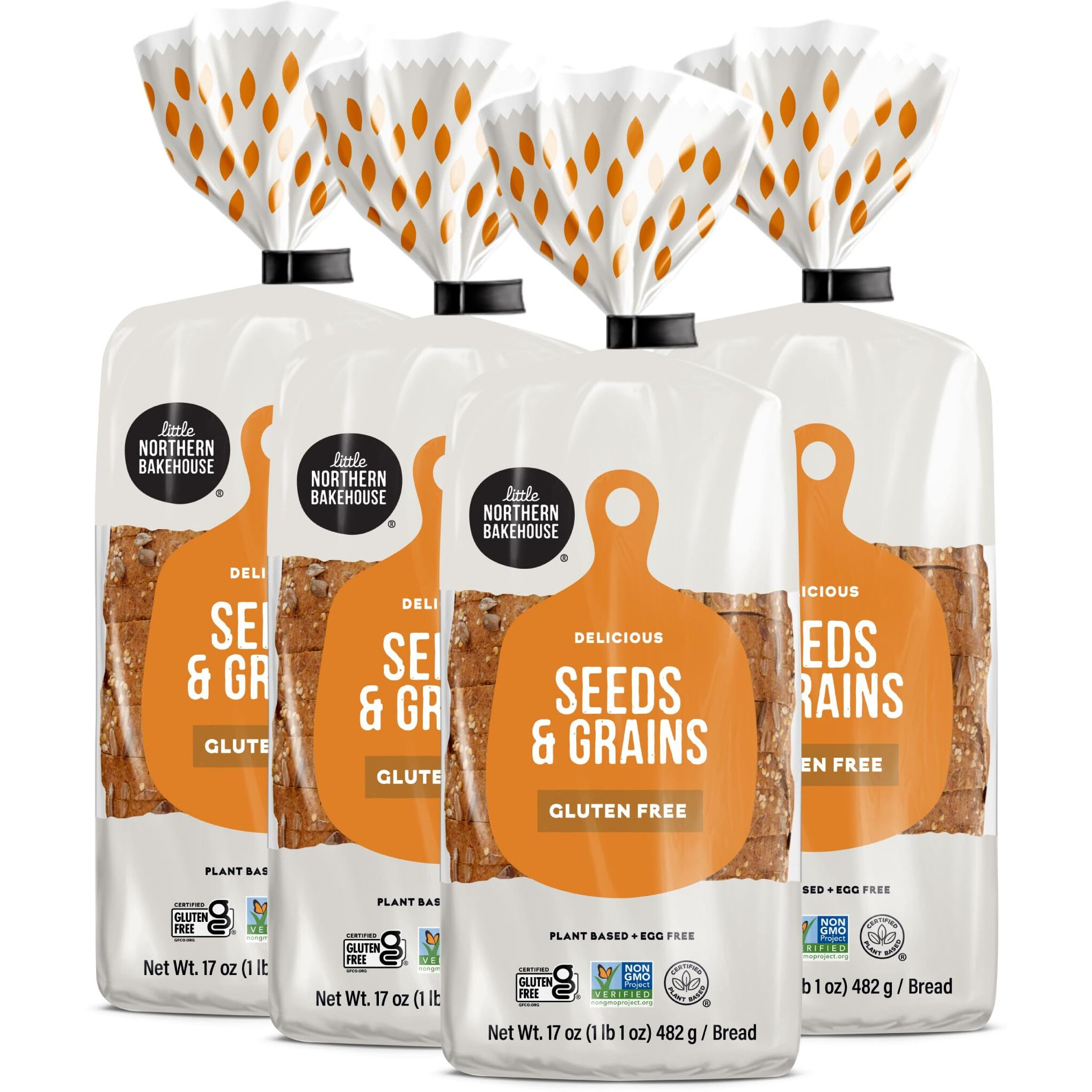Little Northern Bakehouse Seeds & Grains Gluten Free Bread, Non-Gmo And Allergy-Friendly Sliced Bread (4 Pack, 17 Oz. Each)