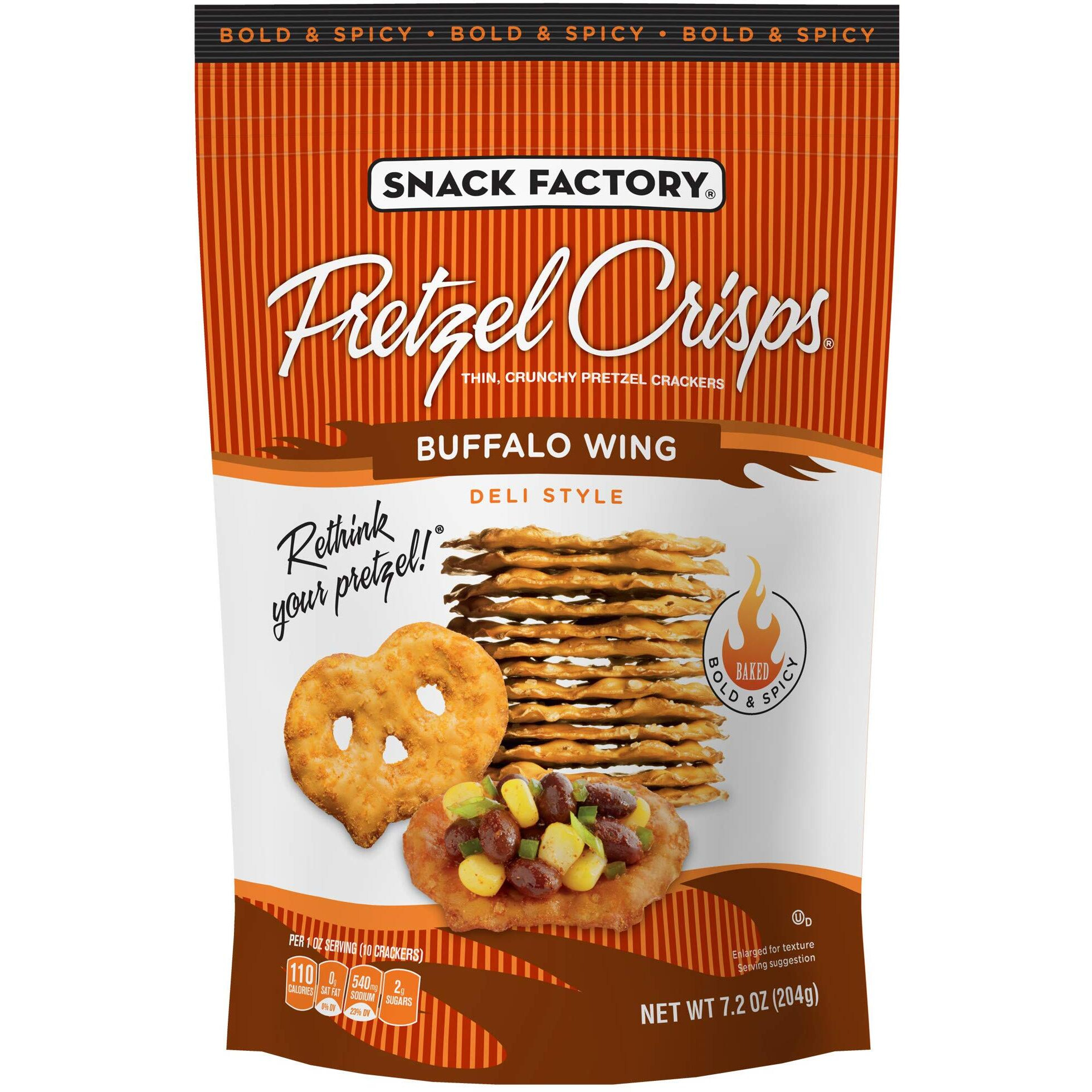 Snack Factory Pretzel Crisps, Buffalo Wing, 7.2 Oz Bag (Pack Of 12)