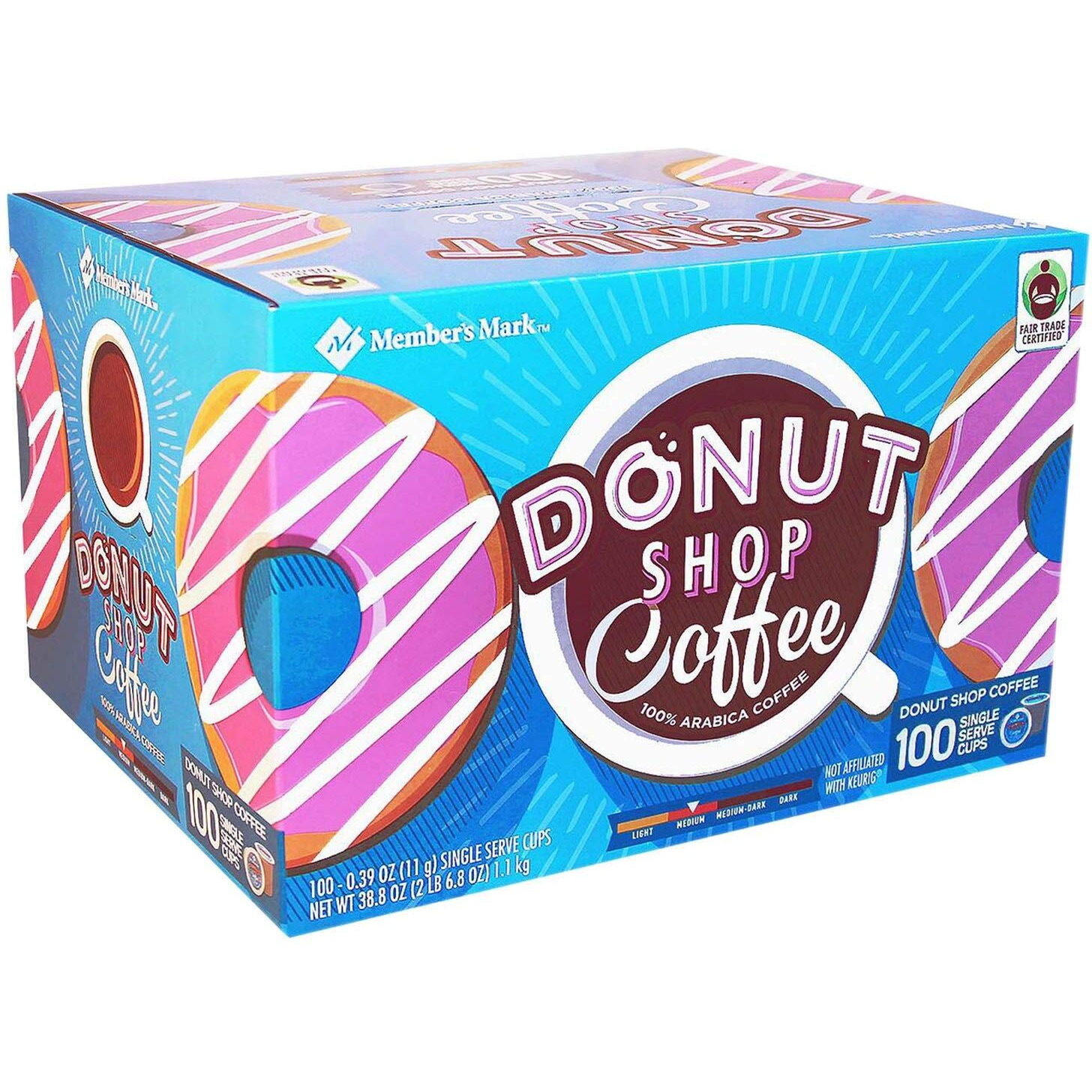 Member's Mark Donut Shop Coffee (100 Single-Serve Cups) Net Wt 38.8 Oz,, ()