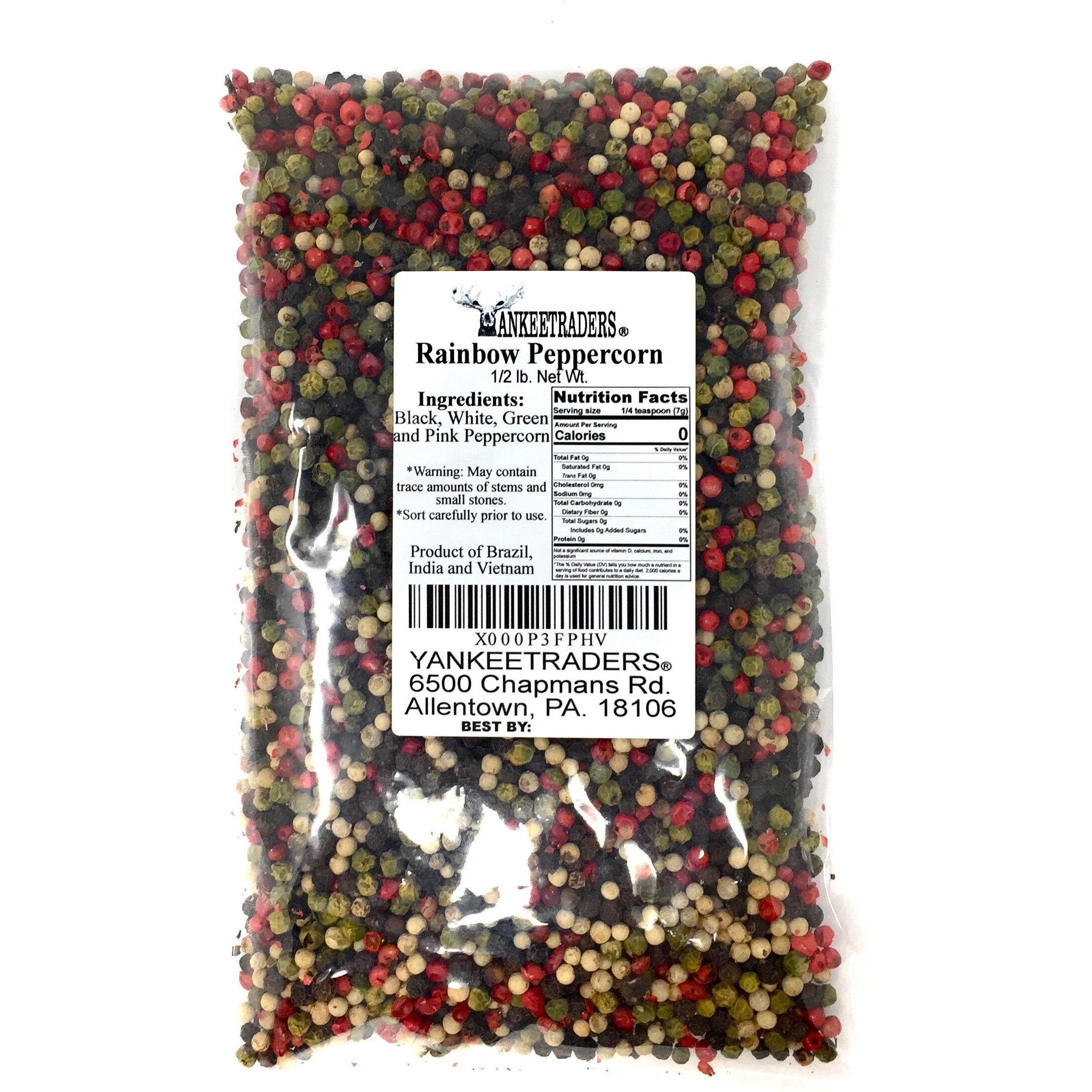 Yankee Traders Brand Peppercorns, Rainbow Assorted Whole, 8 Ounce
