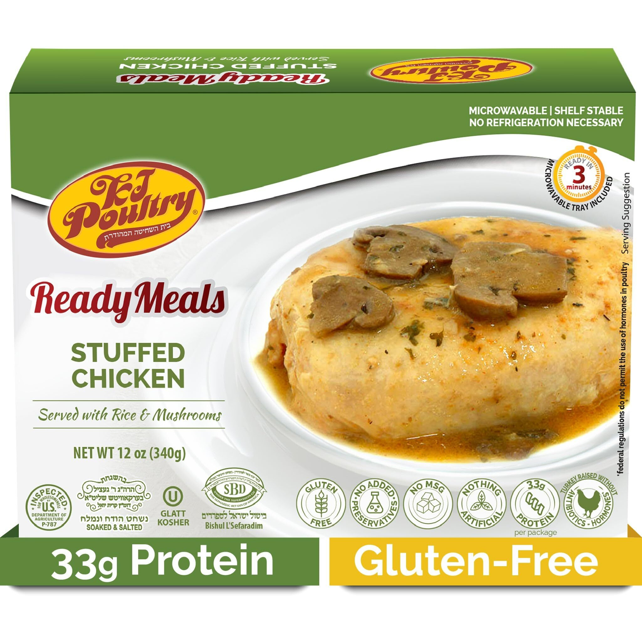 Kosher Stuffed Chicken Breast Rice, Mre Meat Meals Ready To Eat, Gluten Free (1 Pack) Prepared Entree Fully Cooked, Shelf Stable Microwave Dinner - Travel, Military, Camping, Emergency Survival Food