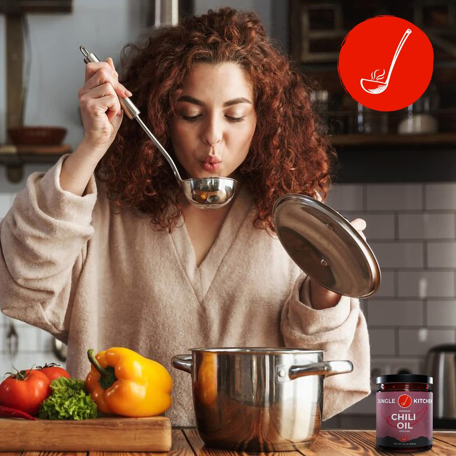 Jungle Kitchen Spicy Crunchy Garlic Chili Oil Vegan & Gluten-Free - Spicy Chili Crisp- Crunchy Garlic Chilli Oil Spicy Great Sauce & Toppings For Meats, Stir Fry, Vegetables - 6Oz - 3 Pack