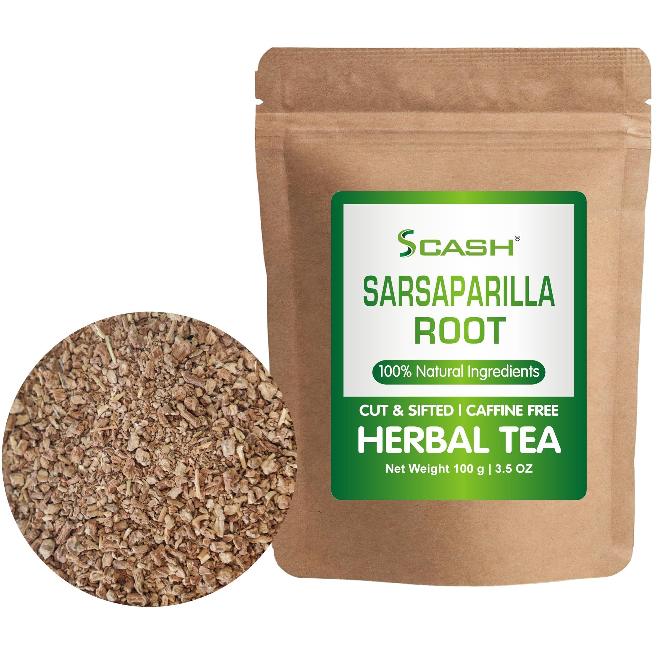 Scash 3.5 Ounce Sarsaparilla Root Organicly Grwon Herbal Loose Tea Crafted By Nature 100% All Natural Fresh Tea Tea | Non-Gmo | Gluten-Free. 100Gm
