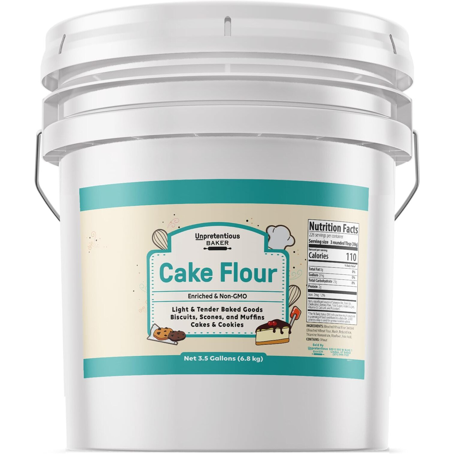 Unpretentious Cake Flour, 3.5 Gallons, Great For Cakes, Biscuits, Scones, Muffins