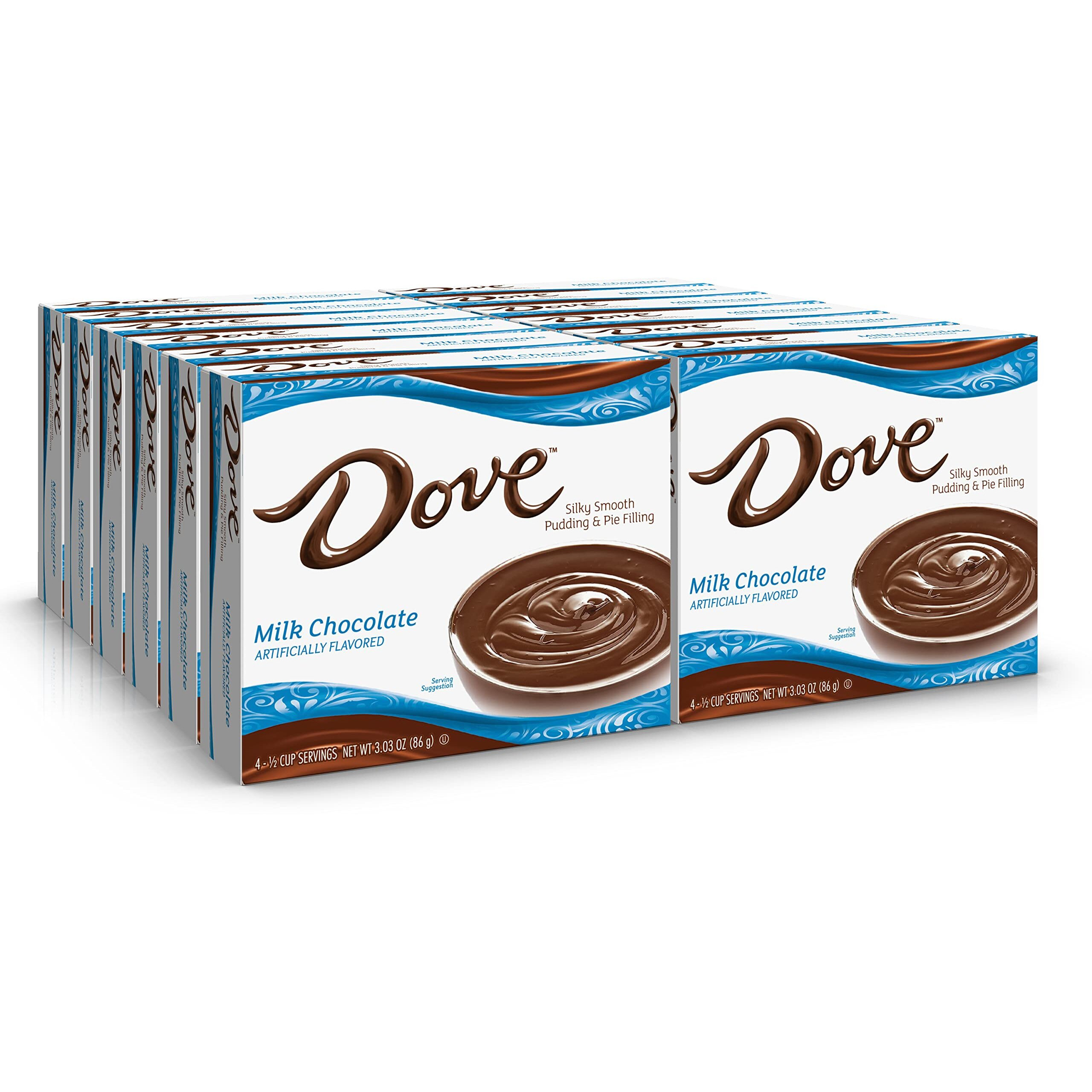 Dove Pudding Mix, 3.34 Oz. Box (12 Pack), Milk Chocolate  Rich Indulgent Pudding Mix And Pie Filling, 4 Servings Per Box, Made With Kosher Dairy