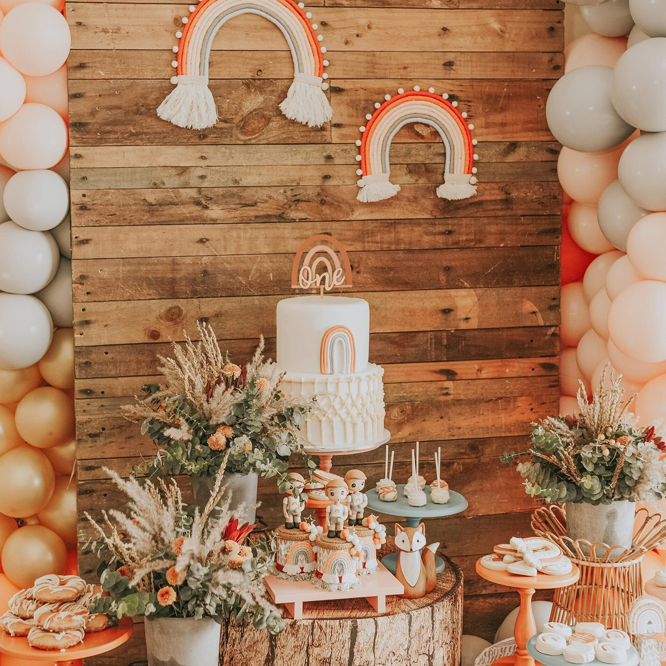 Boho Rainbow Cake Topper Wood One Birthday Topper - Boy Girl 1St Birthday Cake Topper - First Birthday Decor Cake Smash (Boho One Ct)