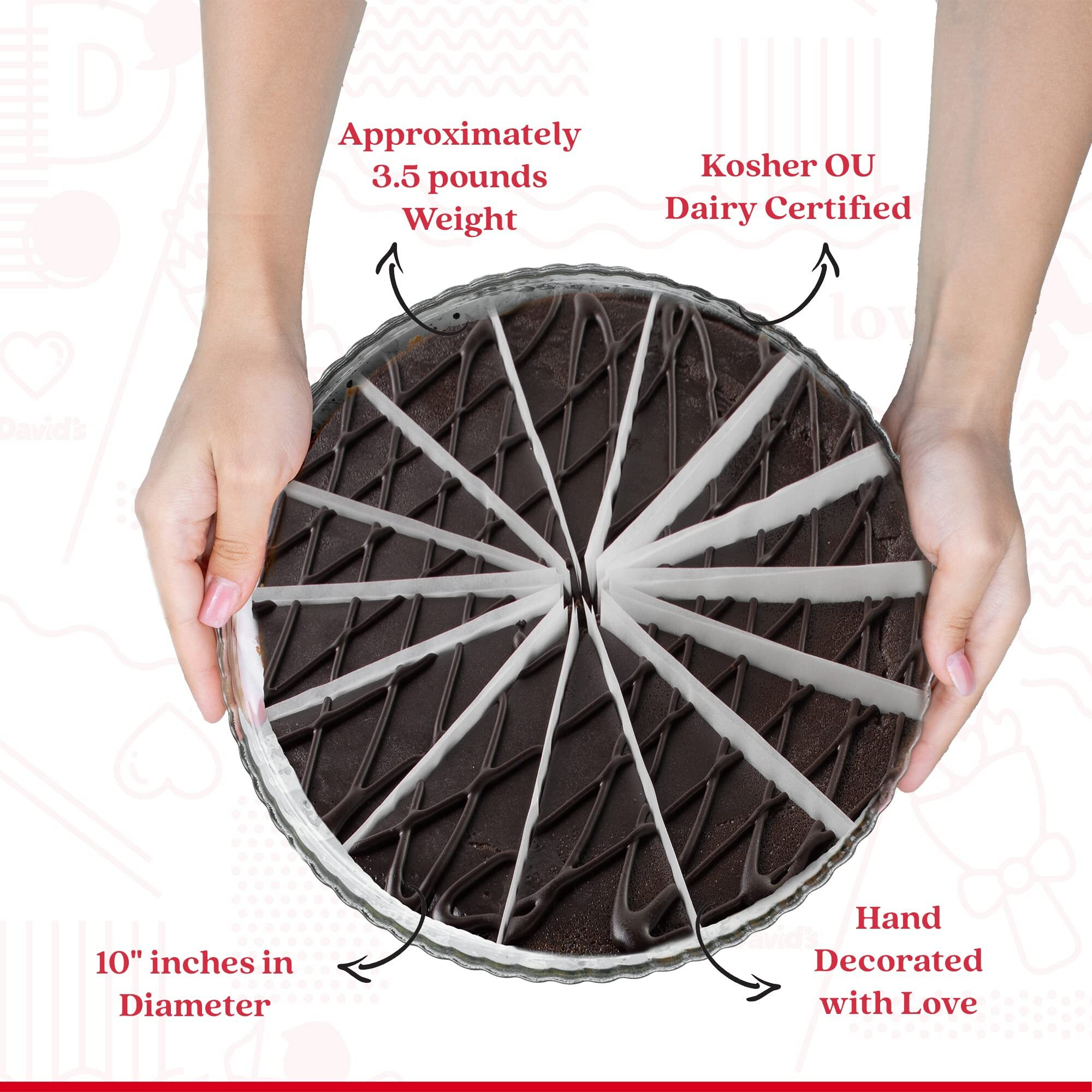 David's Cookies Chocolate Truffle Cake 10"" - Birthday Cake For Delivery No Sugar Added Pre-Sliced 14 Pcs. Creamy Chocolate Cake, Fresh Bakery Dessert Great Gift Idea