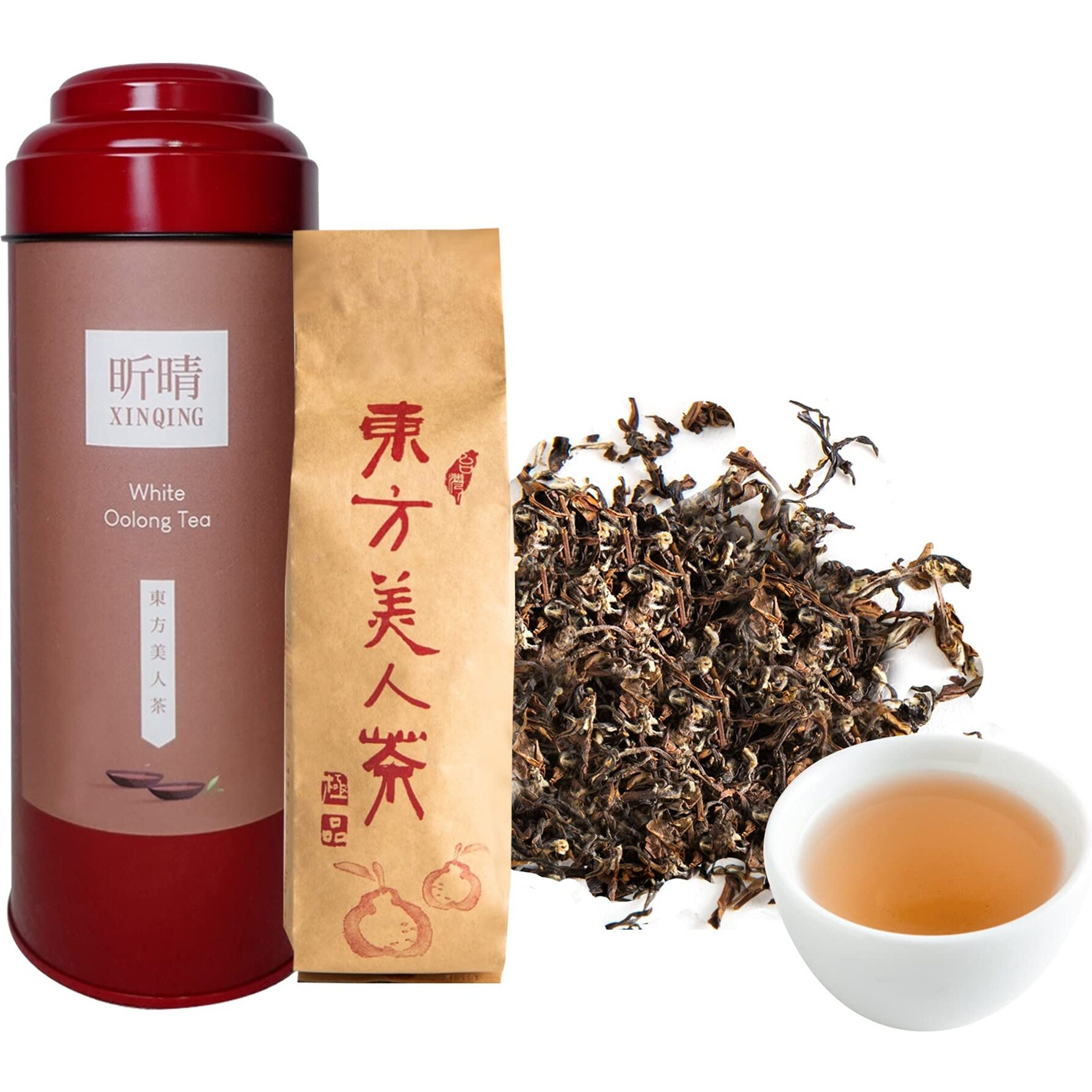 Xin Qing Taiwan Oriental Beauty Tea White Oolong Tea Taiwan High Mountain Tea Oolong Tea Taiwan Tea Loose Leaf Oolong Tea Taiwan Gaoshan Ulong Tea Taiwanese Oolong Tea 75G