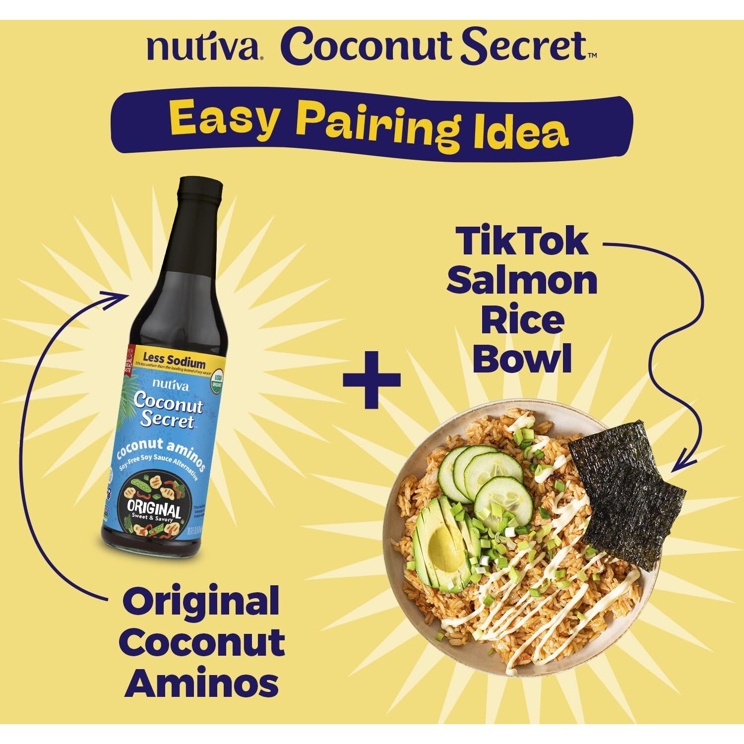 Coconut Secret, Organic Liquid Coconut Aminos, 16.9 Oz (Pack Of 2), All-Purpose Seasoning Sauce & Marinade, Soy-Free Soy Sauce Alternative, Low Sodium, Low Glycemic, Vegan & Gluten Free Stir Fry Sauce
