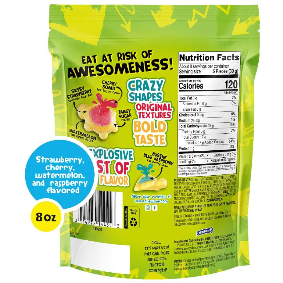 Chewzme Tangy Turtlz Gummies, Turtle Shaped Jelly-Filled Gummy And Chewy Candy In Assorted Flavors, 8 Ounce (Pack Of 1)