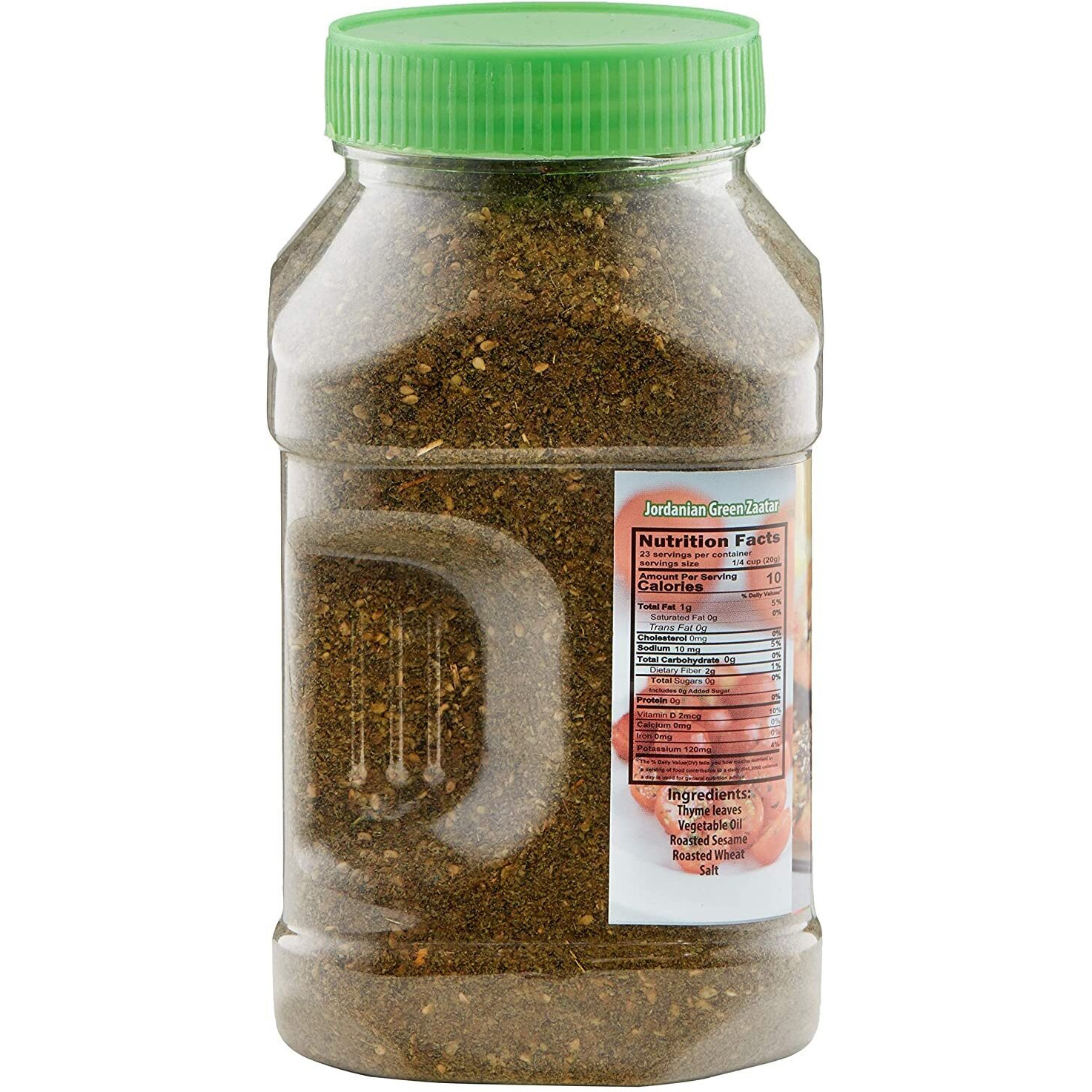 Tazah Zaatar 16Oz Jordanian Zatar Spice Blend Thyme Mixture Green Za'Atar In Jar