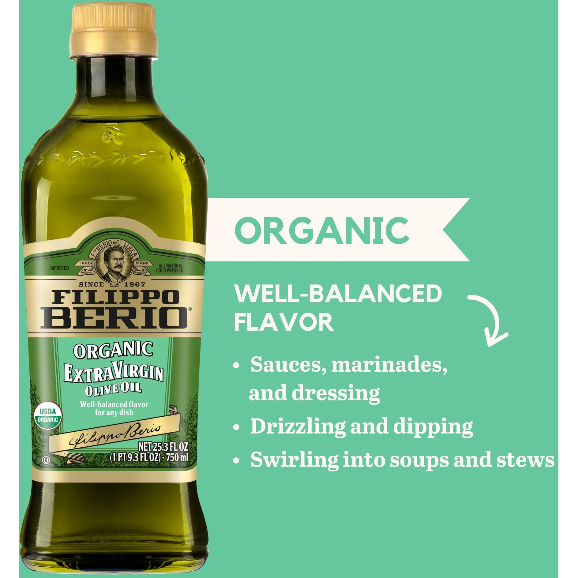 Filippo Berio Organic Extra Virgin Olive Oil, 25.3 Ounce Rpet Bottle