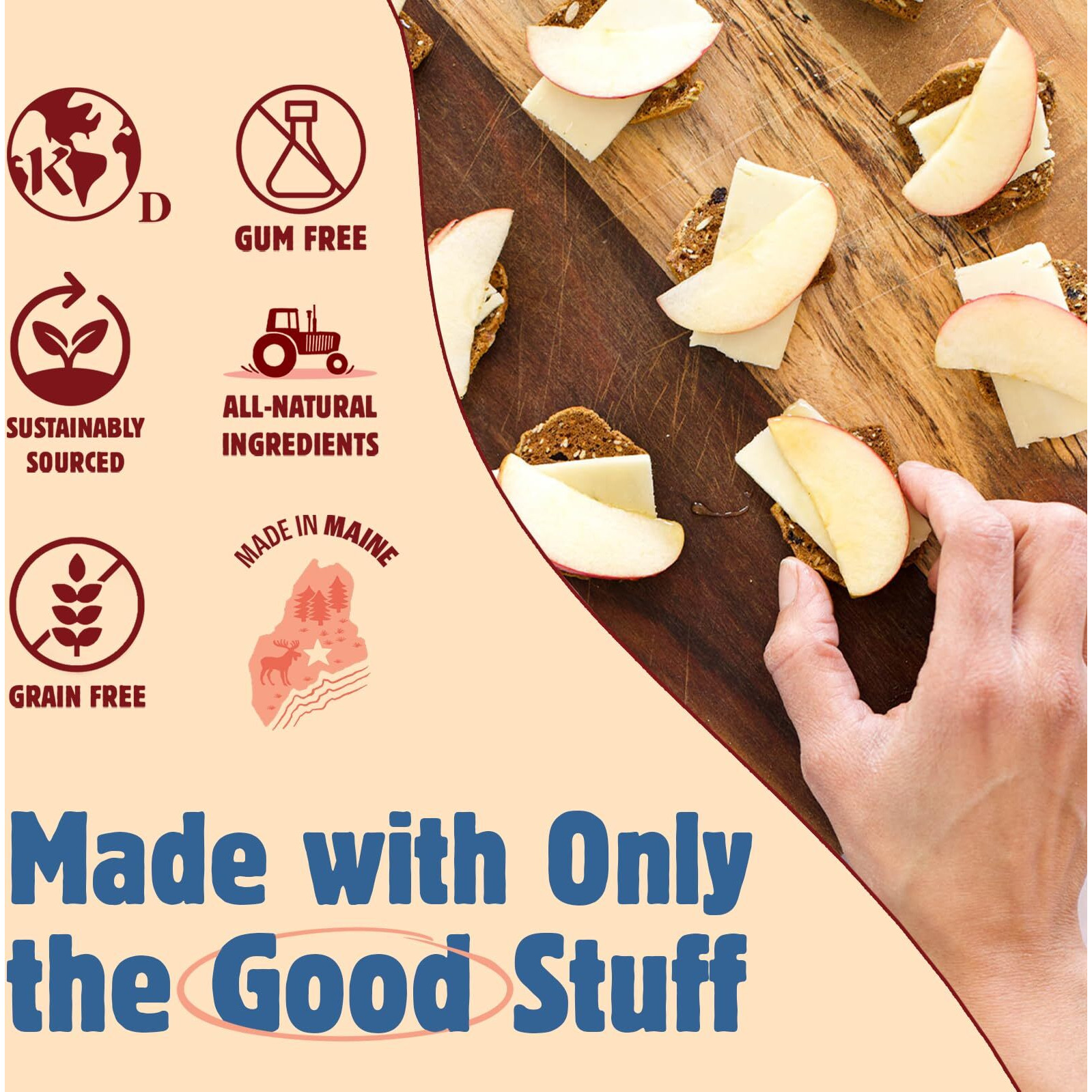 Maine Crisp Variety 5 Pack, Gluten Free Crackers - Snack Crackers, Grain Free, Non-Gmo - Cranberry Almond, Cinnamon Maple, Savory Fig & Thyme, Wild Blueberry Walnut, Olive & Za'Atar, For Cheese Boards, Salad Toppings & Jams