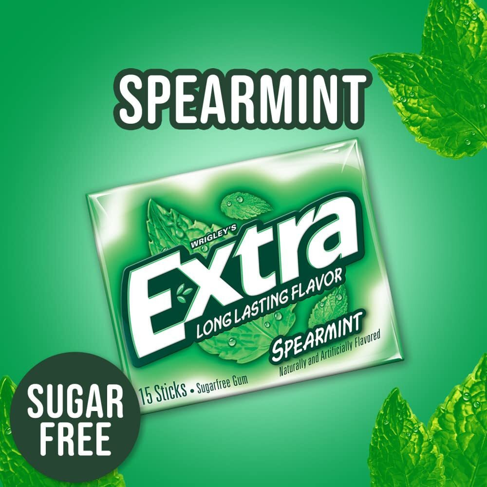 Extra Spearmint Sugar Free Chewing Gum Bulk, 15 Ct (8 Pack)