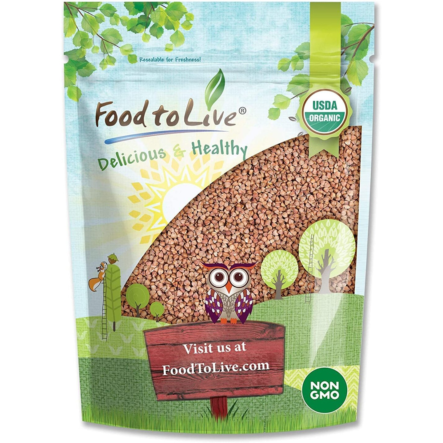 Food To Live Organic Buckwheat Kasha (Grechka, Toasted Whole Groats, Non-Gmo, Kosher, Sirtfood, Bulk) By Food To Live - 2 Pounds