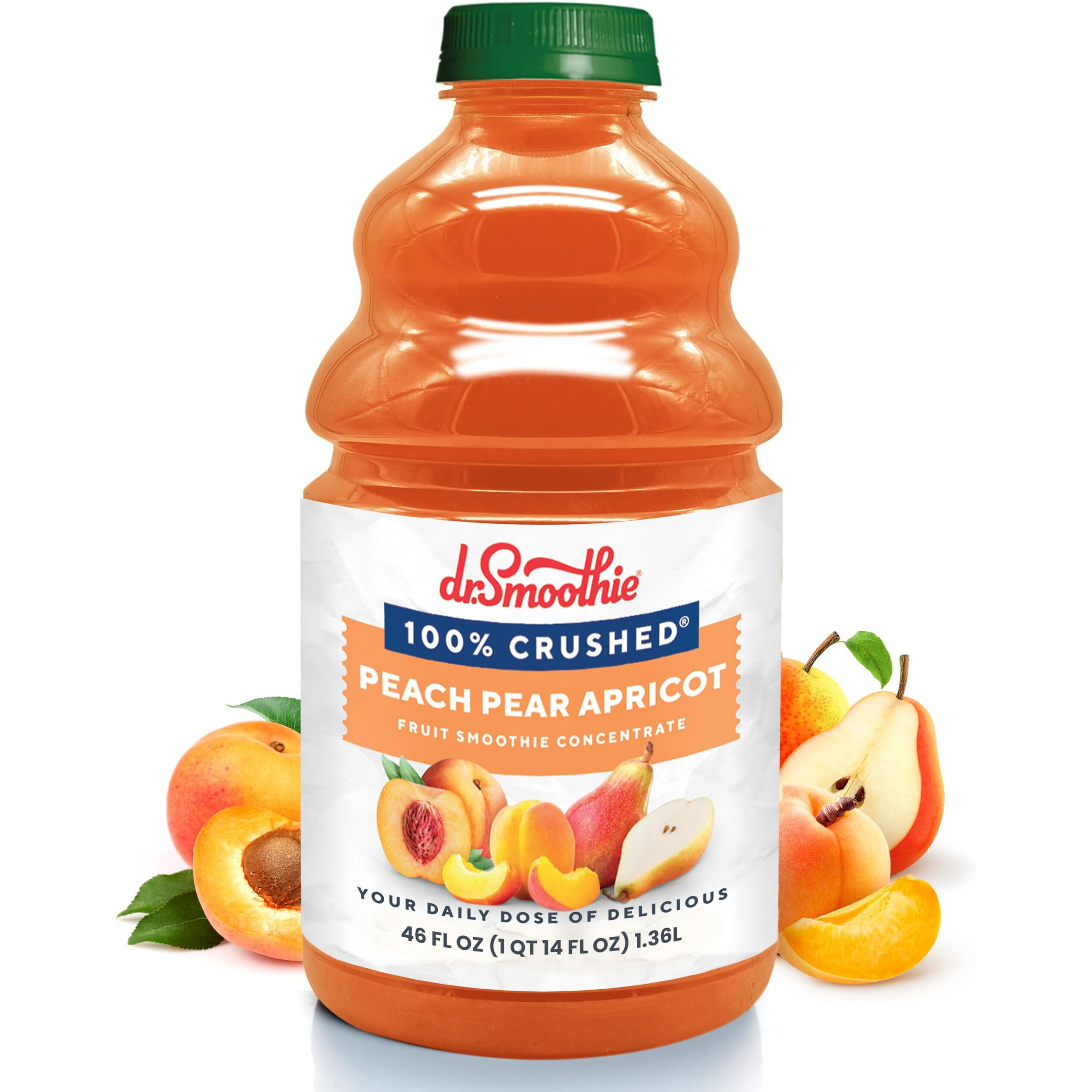 Dr. Smoothie 100% Crushed Peach Pear Apricot, Antioxidant-Rich, No Added Sugar, Vegan, Gluten-Free, Lactose-Free, Deliciously Mixed Berries, Berry Blast | 46 Fl Oz