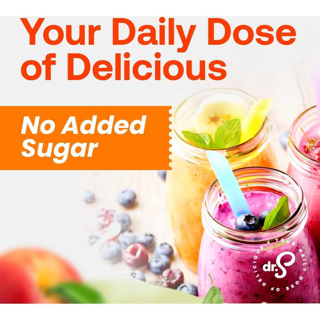 Dr. Smoothie 100% Crushed Peach Pear Apricot, Antioxidant-Rich, No Added Sugar, Vegan, Gluten-Free, Lactose-Free, Deliciously Mixed Berries, Berry Blast | 46 Fl Oz