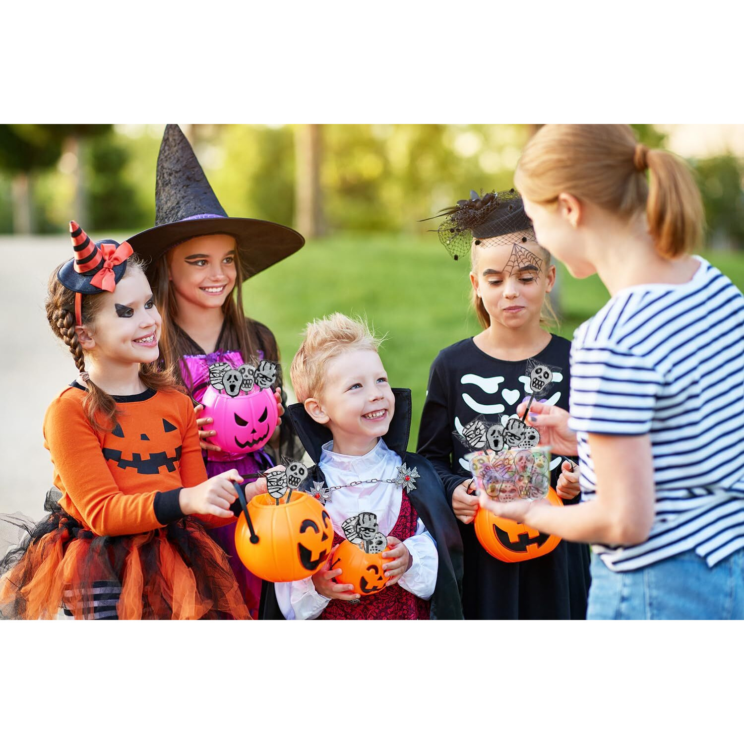 Fruidles Halloween Tattoo Lollipop, Skulls, Mummies, And Ghosts Suckers Candy, Great For Halloween Goody Bag Fillers, Individually Wrapped (1 Pound - Approx. 50 Suckers)