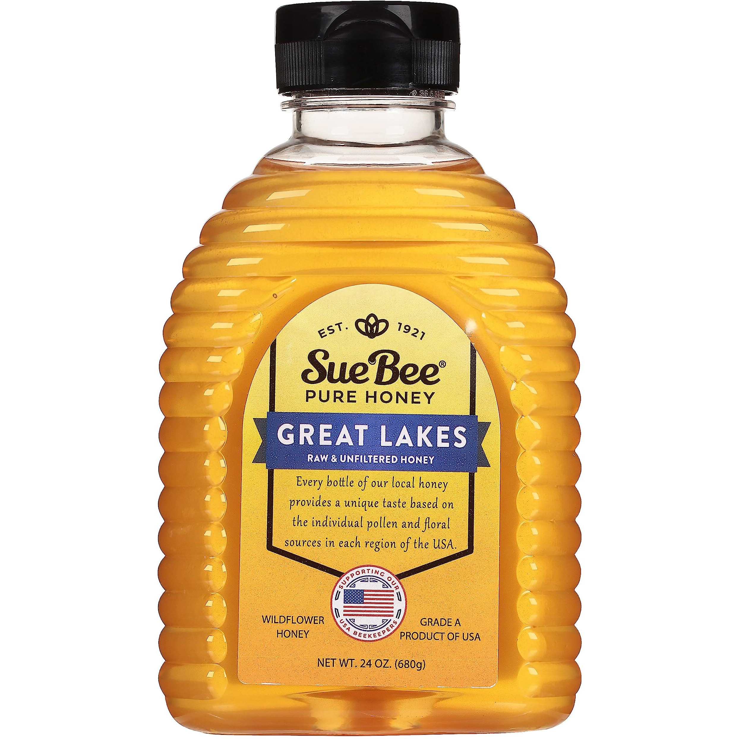 Sue Bee Honey Regional Great Lakes Usa Honey, Strained, Unfiltered Beekeeper-Owned Co-Op Honey, 24-Ounce