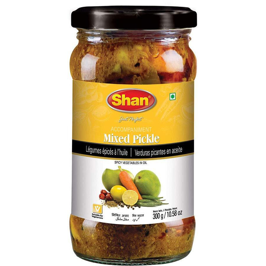 Shan Mixed Pickle 10.58 Oz (300G) - Spicy Vegetables Pickled In Oil - Rich Blends Of Spices - Perfect Accompaniment To Everyday Meals - Suitable For Vegetarians - Airtight Pet Jar