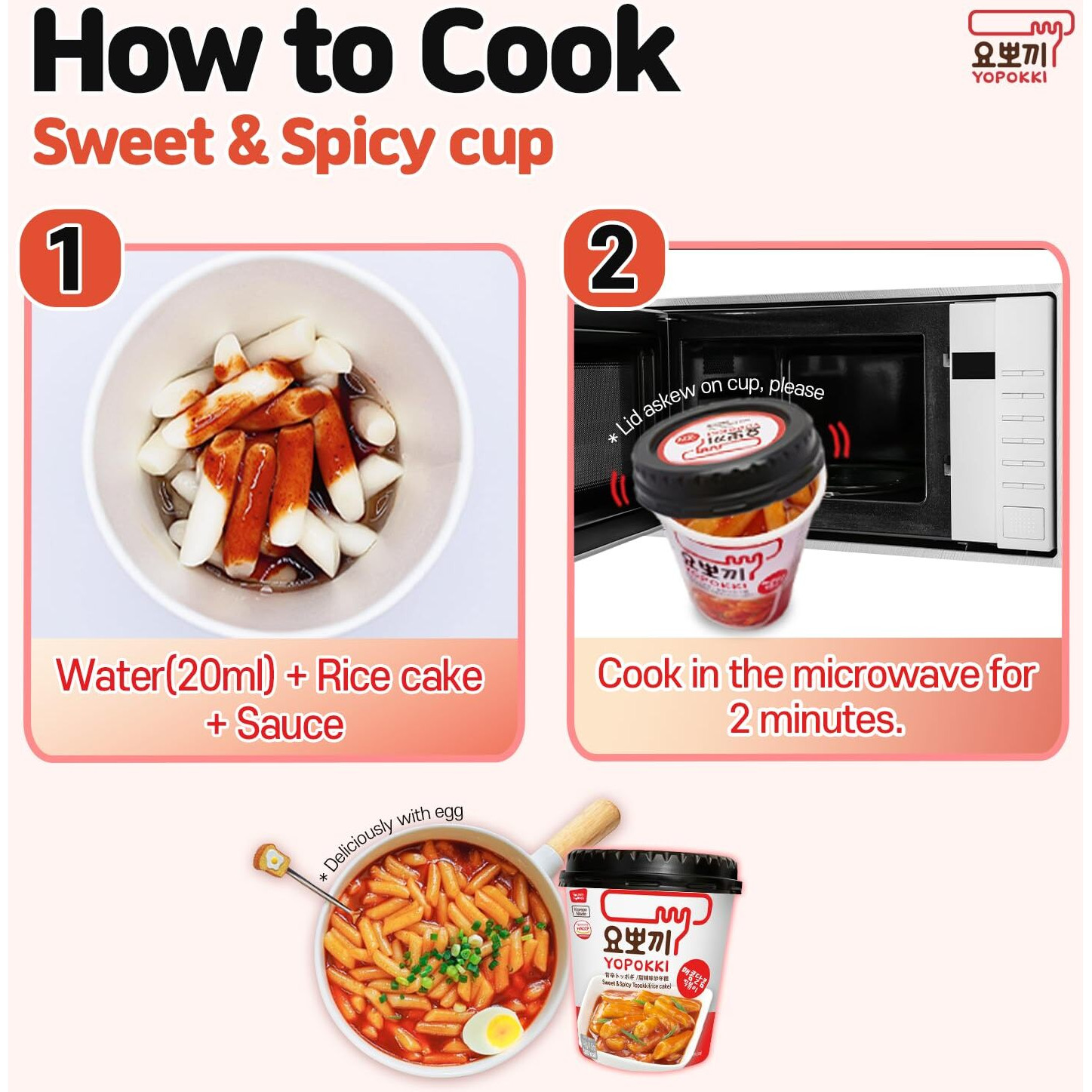 Yopokki Instant Tteokbokki Cup (Sweet Mild Spicy, Cup Of 2) Korean Street Food With Sweet And Moderately Spicy Sauce Topokki Rice Cake - Quick & Easy To Prepare