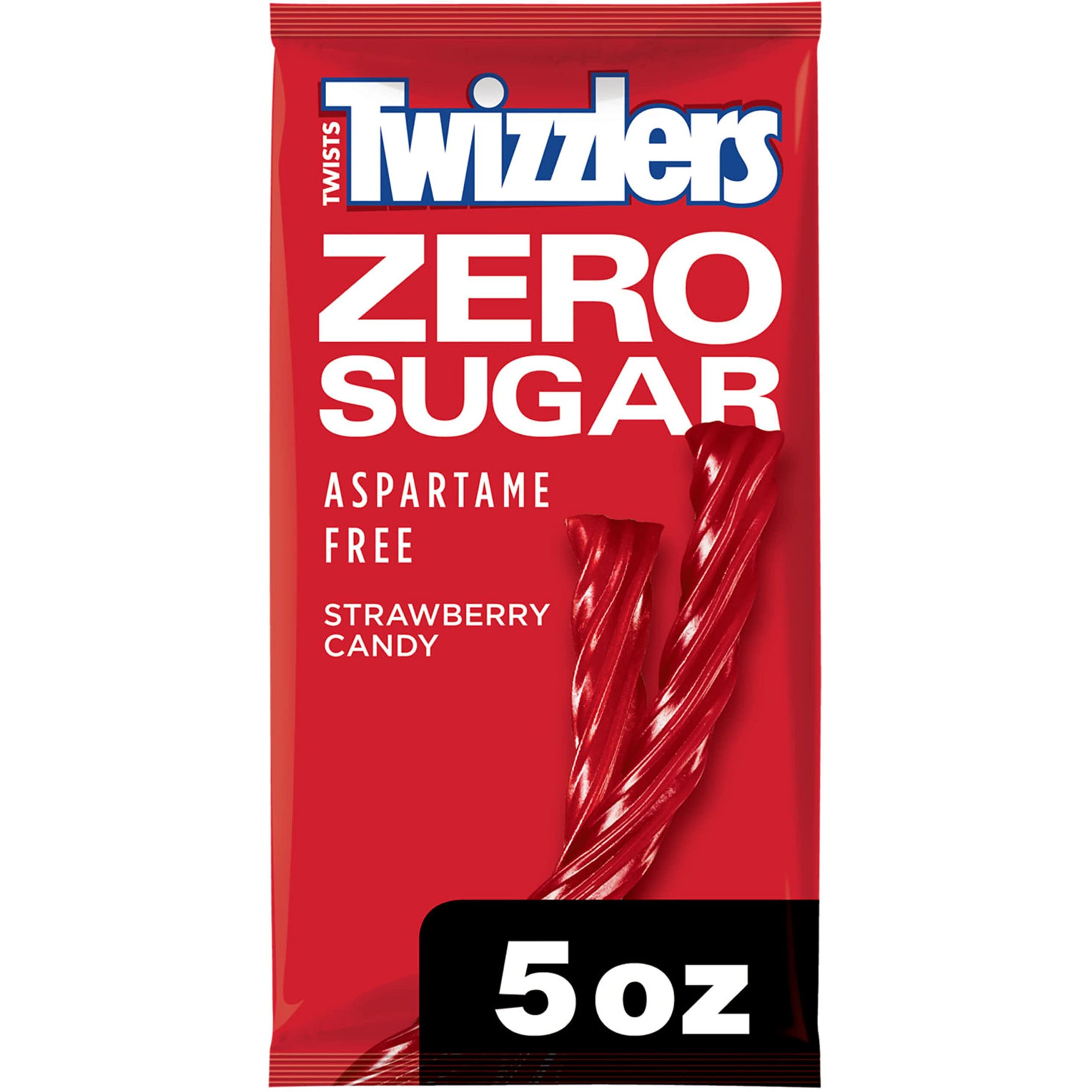 Twizzlers Zero Sugar Twists Strawberry Flavored Licorice Style, Candy Bag, 5 Oz
