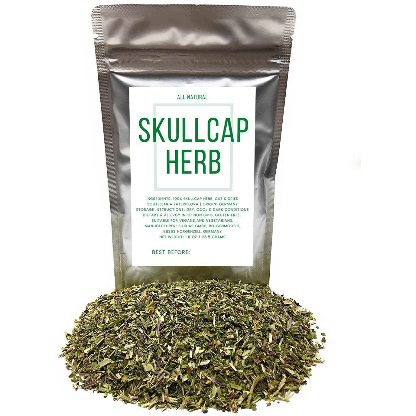 Skullcap Scutellaria Scullcap Herb From Germany - Natural, Cut & Dried Scutellaria Lateriflora - Net Weight 1Oz/28.5G