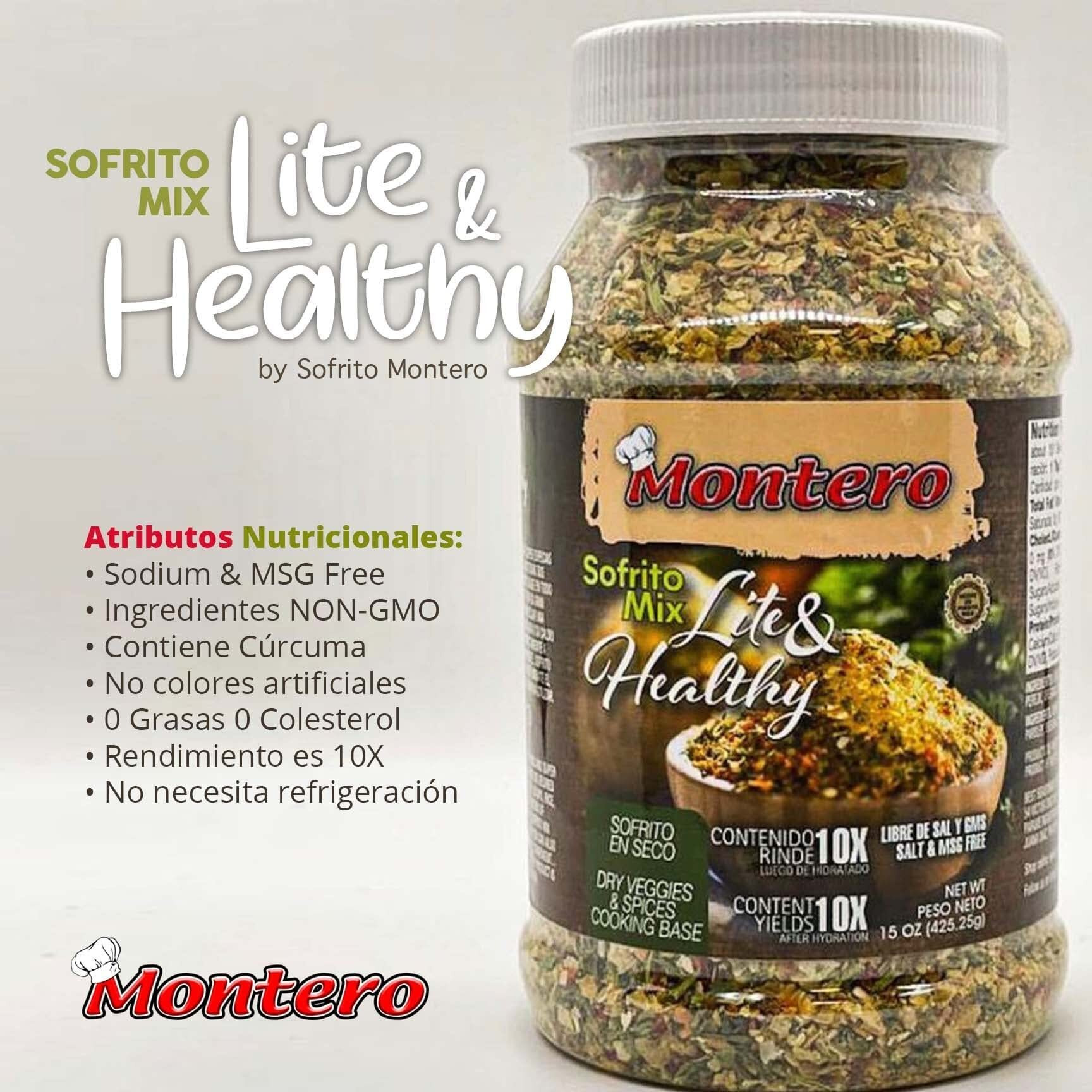 Montero Sofrito Mix 15Oz - Dry Veggies & Spices Cooking Base - Salt & Msg Free - Natural Ingredients - Lite & Healthy (Made In Puerto Rico)
