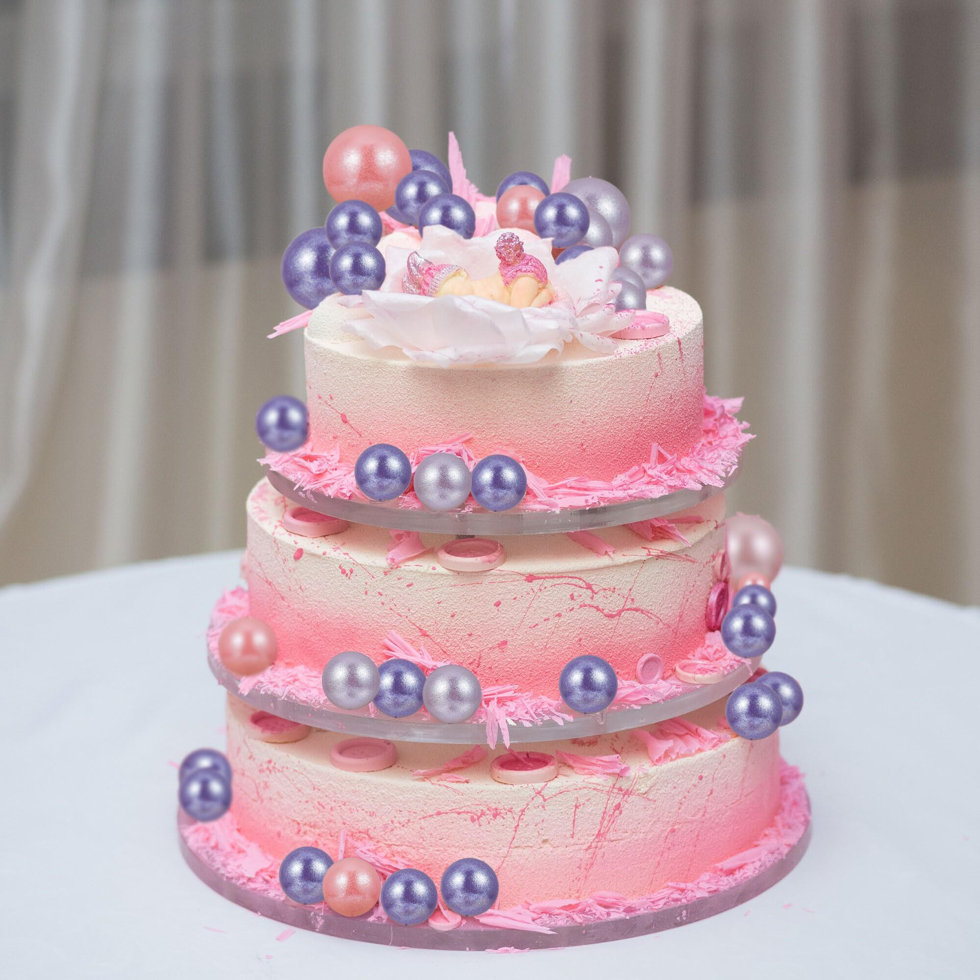 30Pcs Balls Cake Topper Glitter Foam Ball Cake Picks Faux Pearl Ball Shaped Cupcake Insert Cake Topper For Baby Shower Wedding Anniversary Kids Birthday Graduation Party Cake Decorations Light Purple