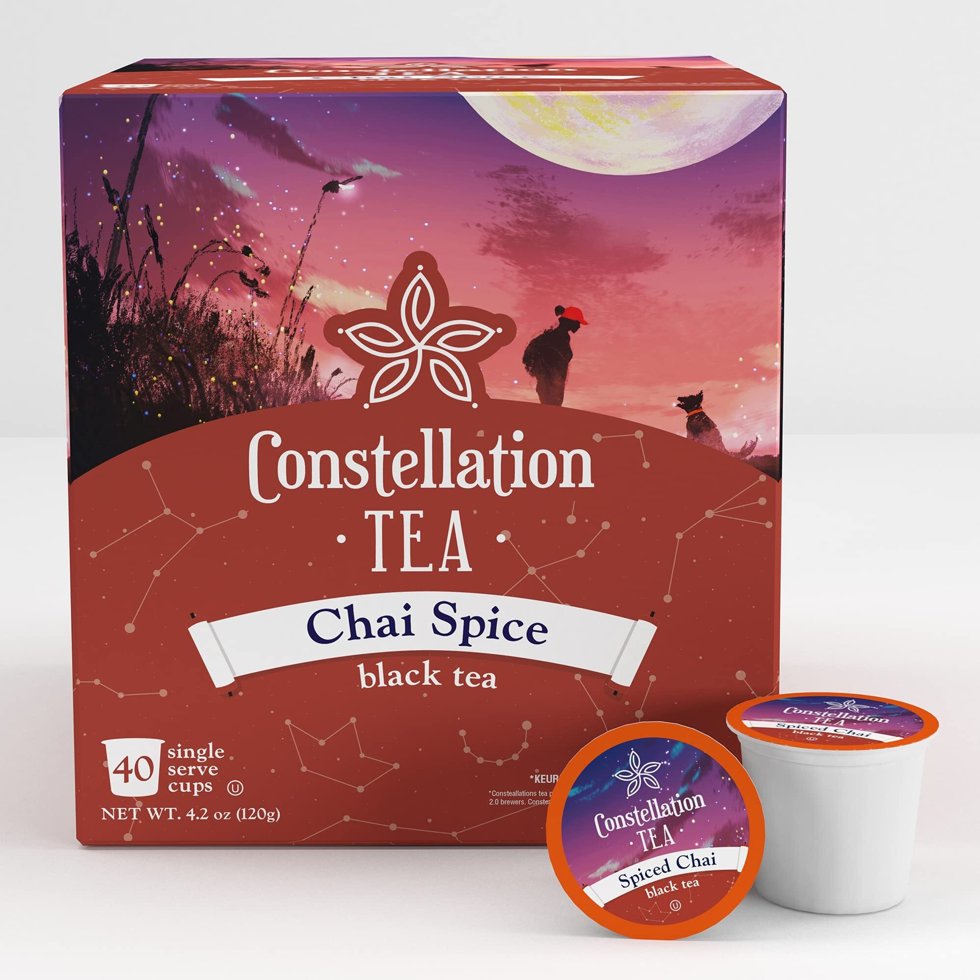 Constellation Tea Spiced Chai Black Tea Pods Compatible With K Cup Brewers Including 2.0, 40 Count
