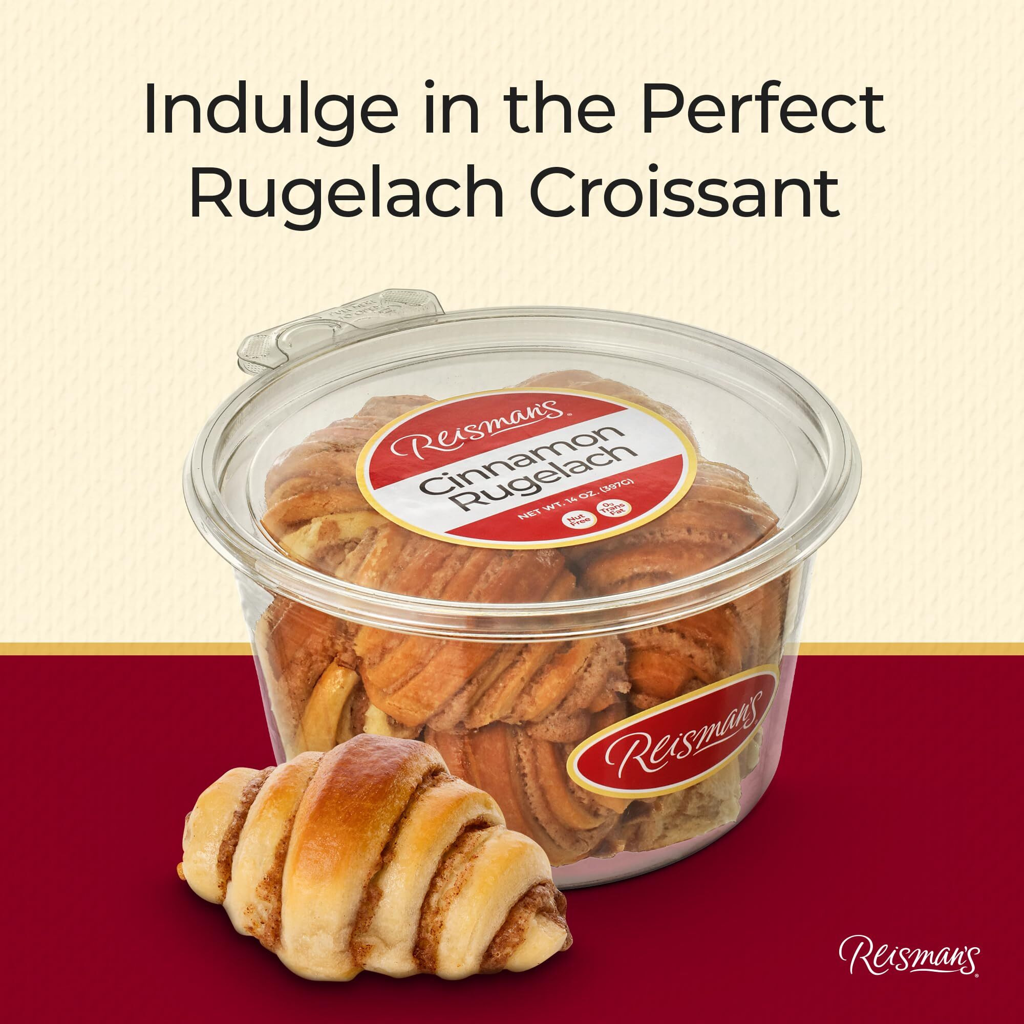Cinnamon Rugelach | Dairy-Free, Nut-Free, Ou Kosher-Certified Mini Croissants | Breakfast Pastry | Coffee And Tea Snack | Bakery Fresh Pastries - 14 Oz. | Reisman's Bakery