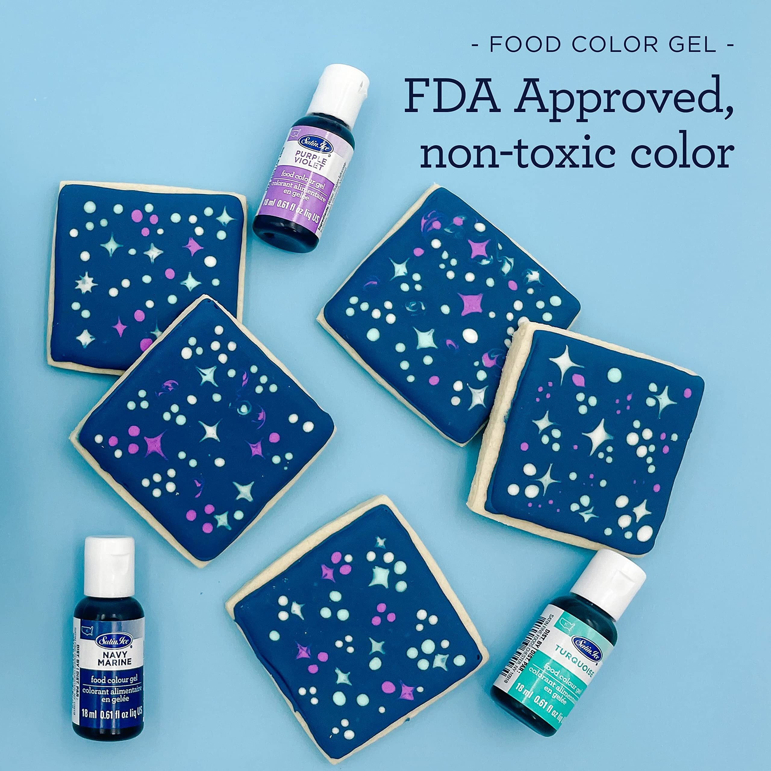 Satin Ice Food Color Liquid Gel, 0.61 Fl Oz Bottle, Blue