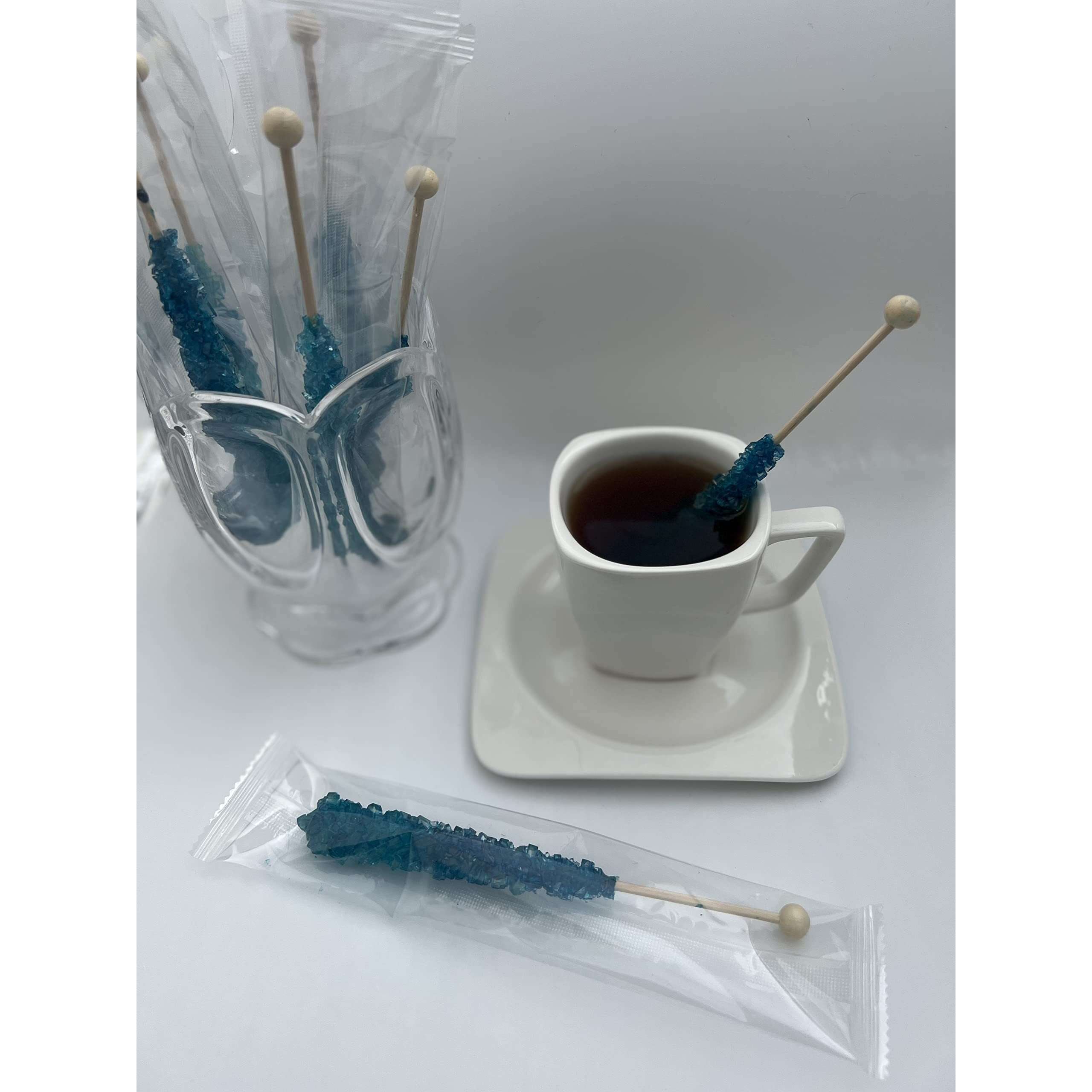 Classic Rock Candy Sticks, Sugar Rock Crystal Lollipops, Individually Wrapped (Pack Of 12, Blue Raspberry)