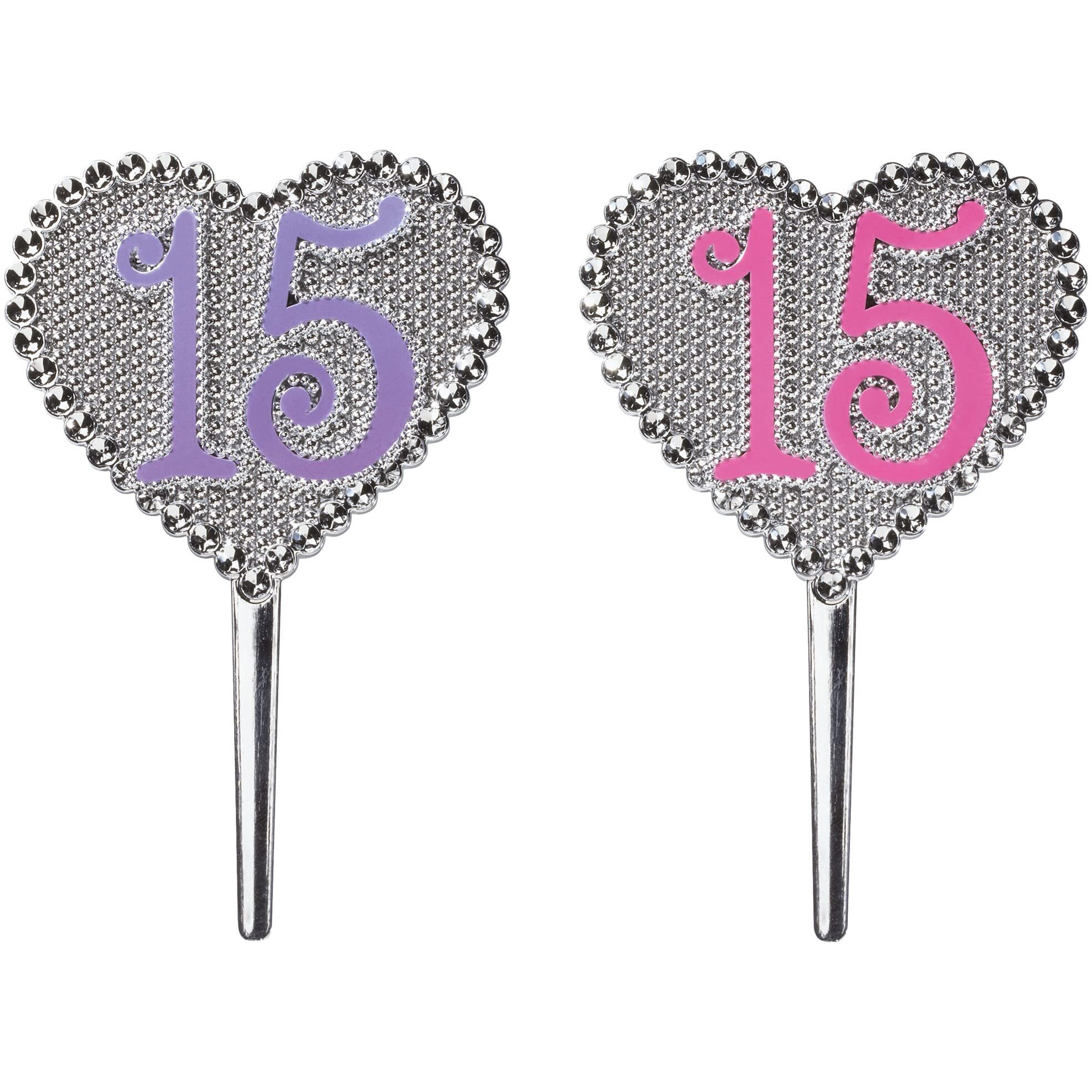 Decopac La Quinceaera Pink And Purple 15    Cake Picks, 24-Pack, Cupcake Topper, Reusable Decorations For Cakes, Cupcakes And Other Bakes, Celebrate Her Coming Of Age In Style