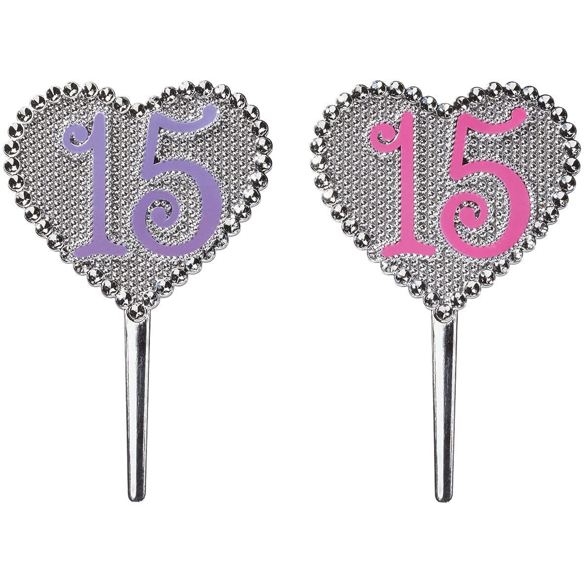 Decopac La Quinceaera Pink And Purple 15    Cake Picks, 24-Pack, Cupcake Topper, Reusable Decorations For Cakes, Cupcakes And Other Bakes, Celebrate Her Coming Of Age In Style