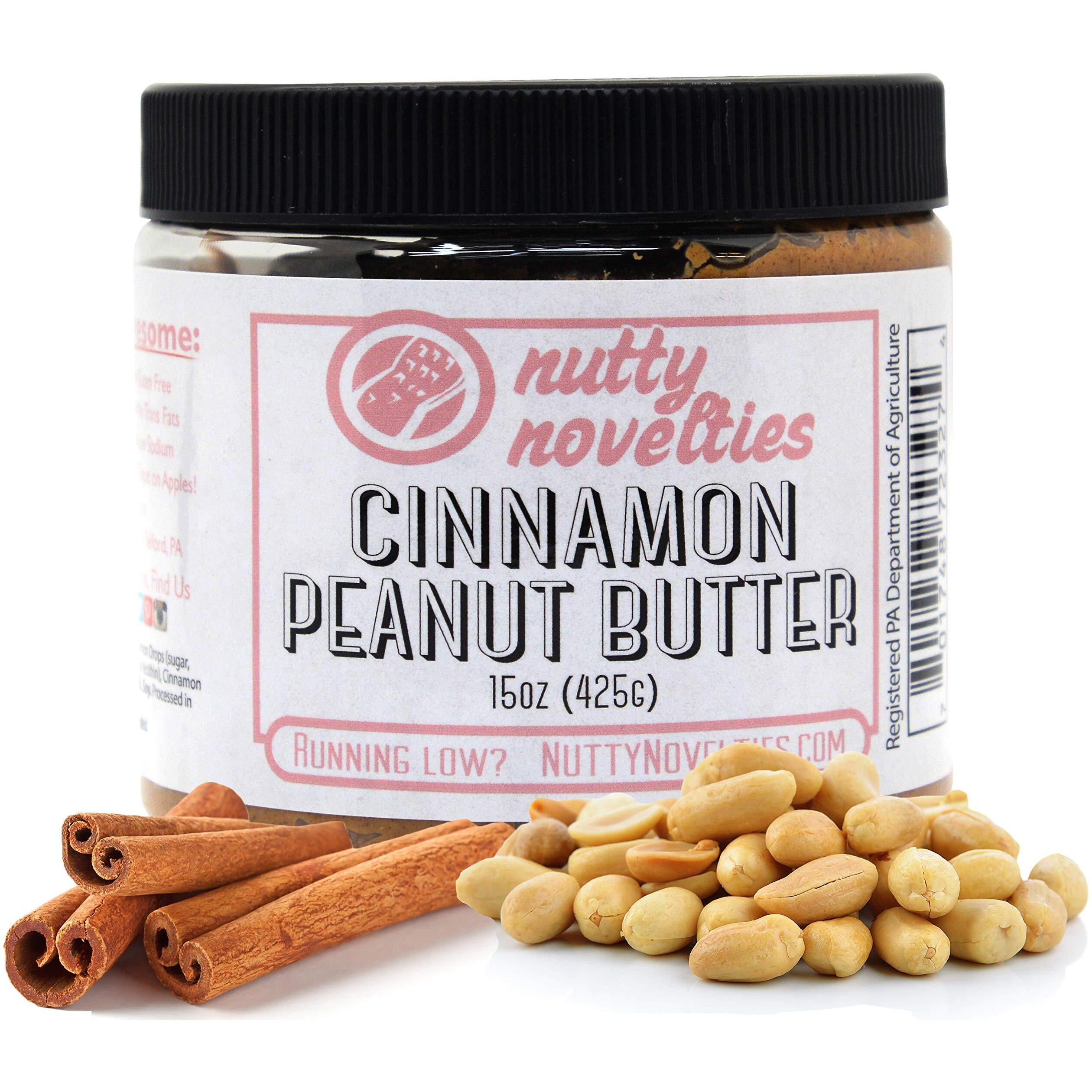 Nutty Novelties Cinnamon Peanut Butter - High Protein, Low Sugar Healthy Peanut Butter - All-Natural Peanut Butter Free Of Cholesterol, Preservatives & Salt - Crunchy Peanut Butter - 15 Ounces