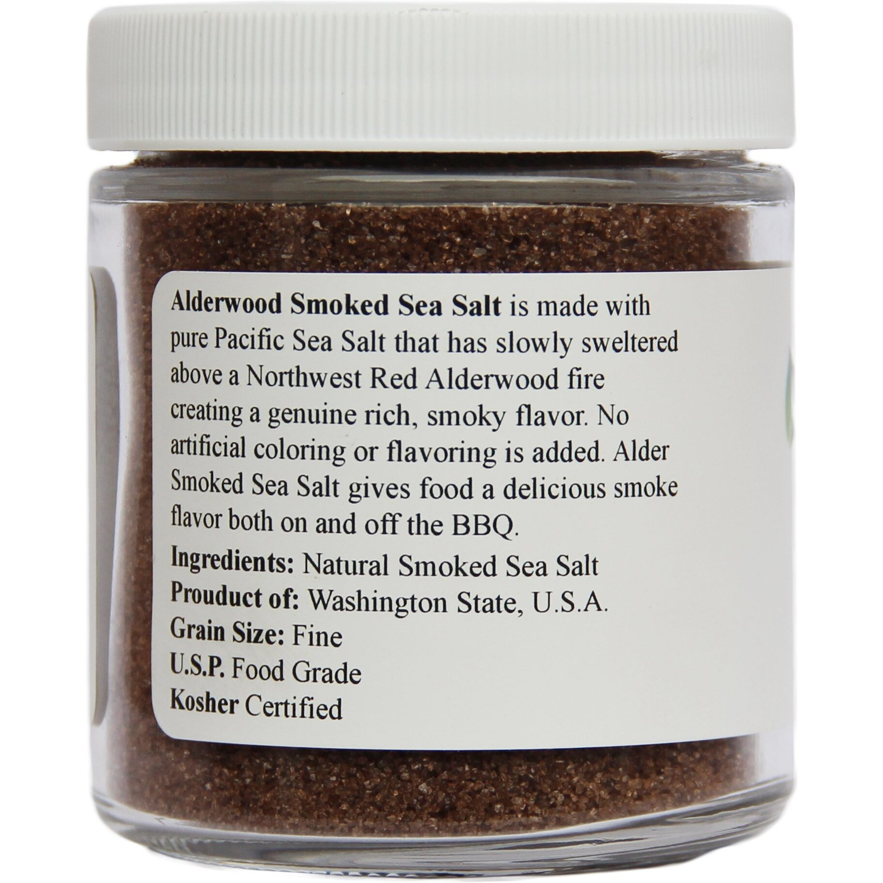 Viva Doria Alder Smoked Sea Salt, Alderwood Smoked Salt, Fine Grain, 5 Oz Glass Jar