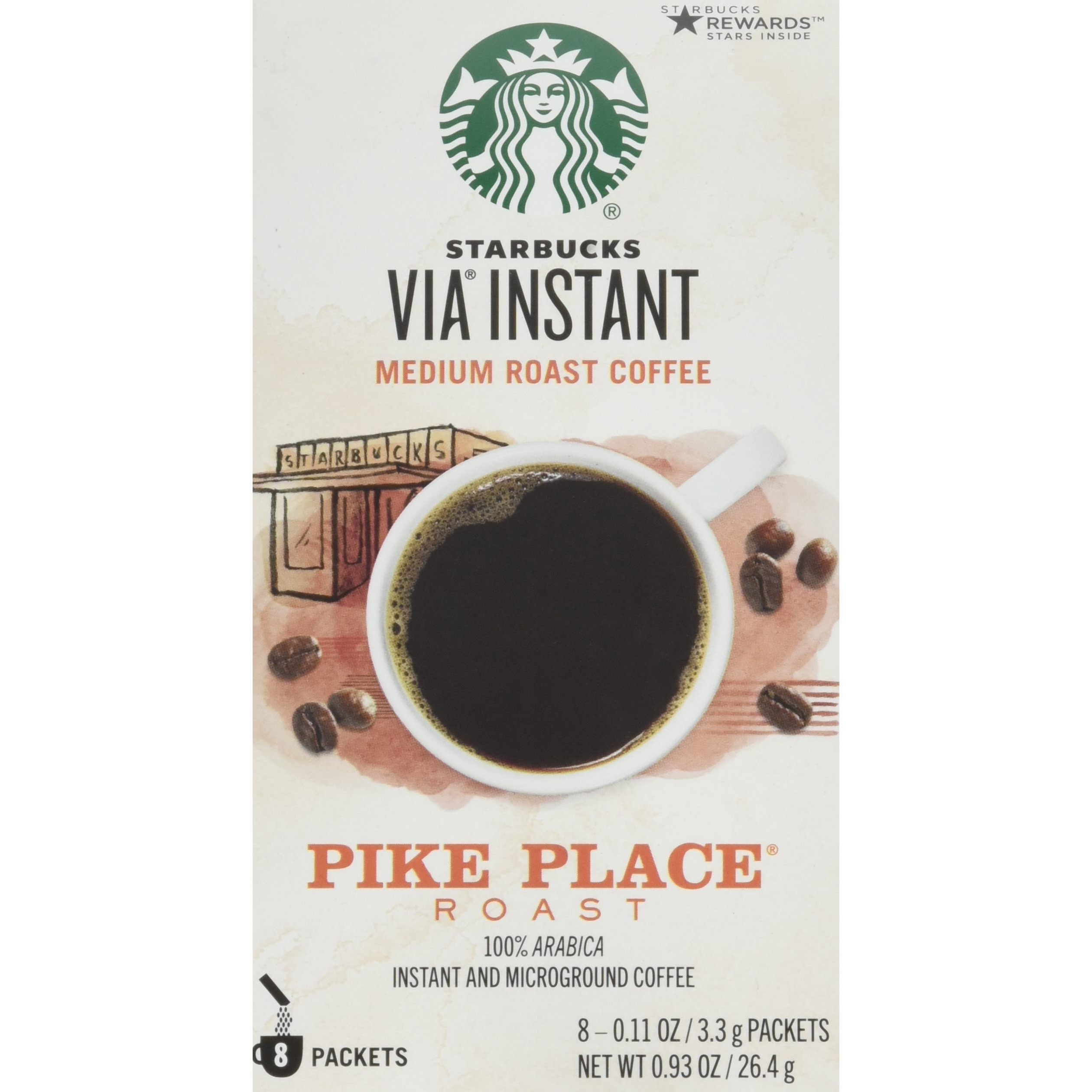 Starbucks Via Instant Coffee Pike Place Roast, (Pack Of 4)