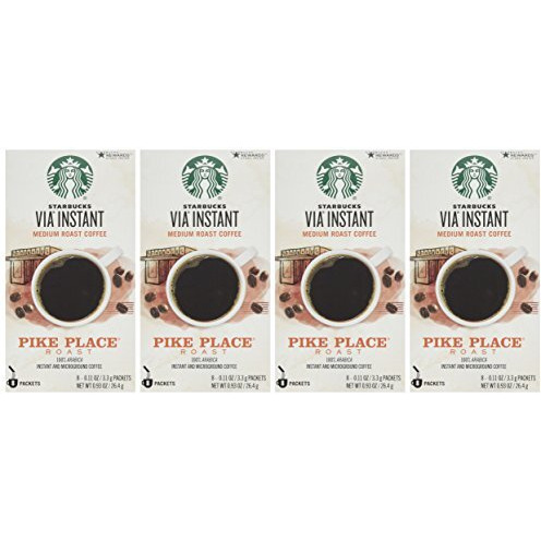 Starbucks Via Instant Coffee Pike Place Roast, (Pack Of 4)